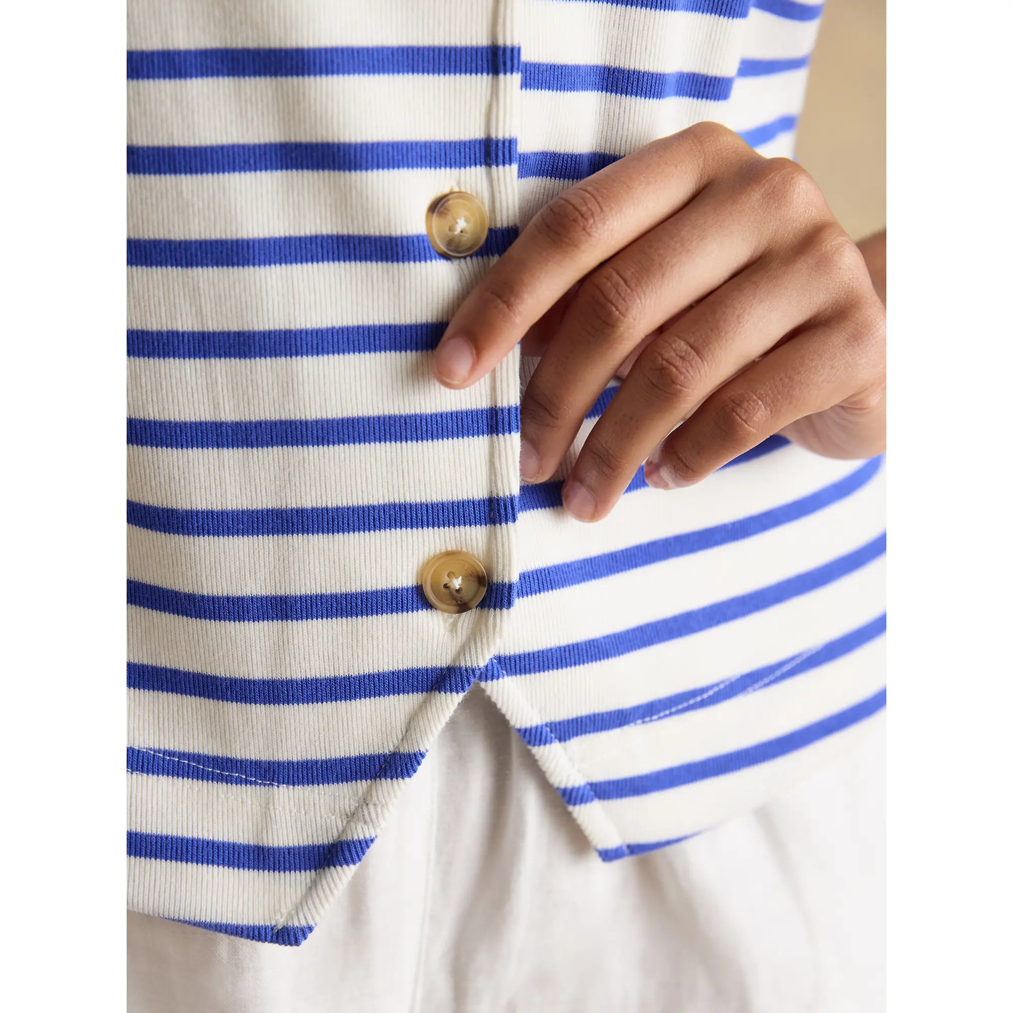 Product image 5 of 8 of Joules Women's Premium Ribbed Jersey 100% Cotton Waistcoat - Blue Stripe