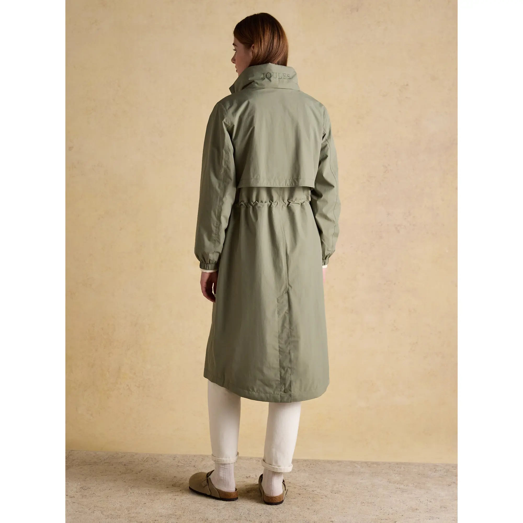 Product image 3 of 12 of Joules Women's Hensley Longline Waterproof Coat with Packable Hood - Khaki Green