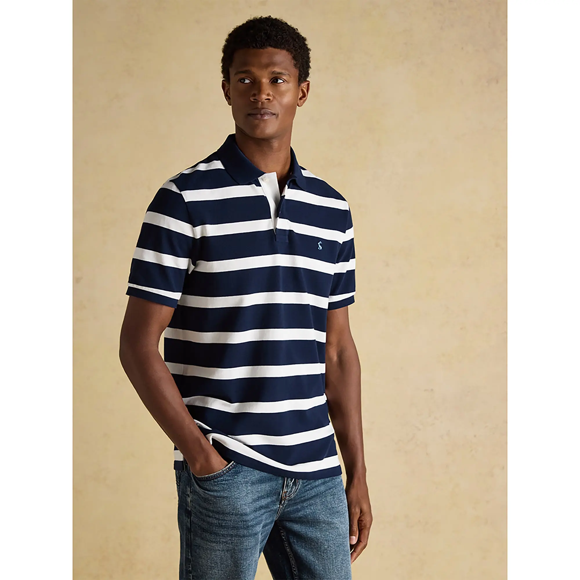 Product image 2 of 9 of Joules Men's Woody Cotton Pique Polo Shirt - Navy & White Stripe