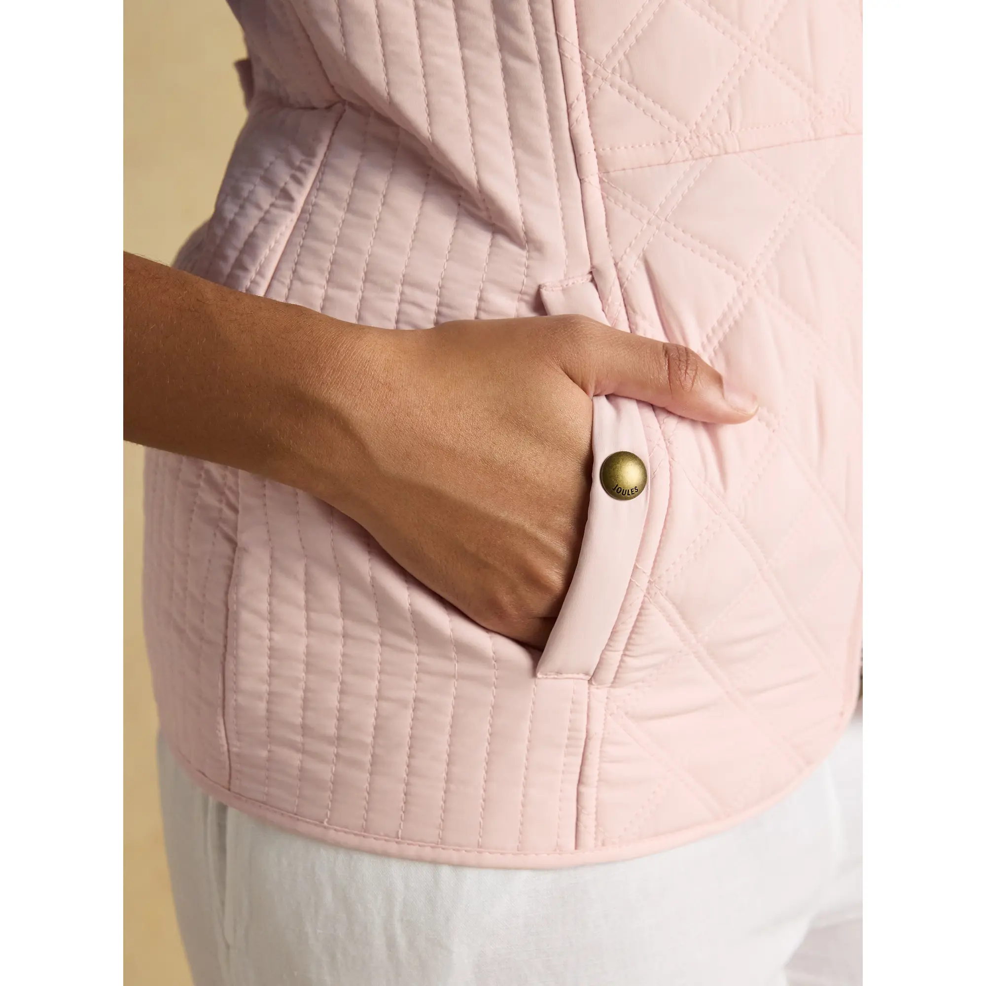 Product image 6 of 10 of Joules Women's Minx Showerproof Diamond Quilted Gilet - Light Pink