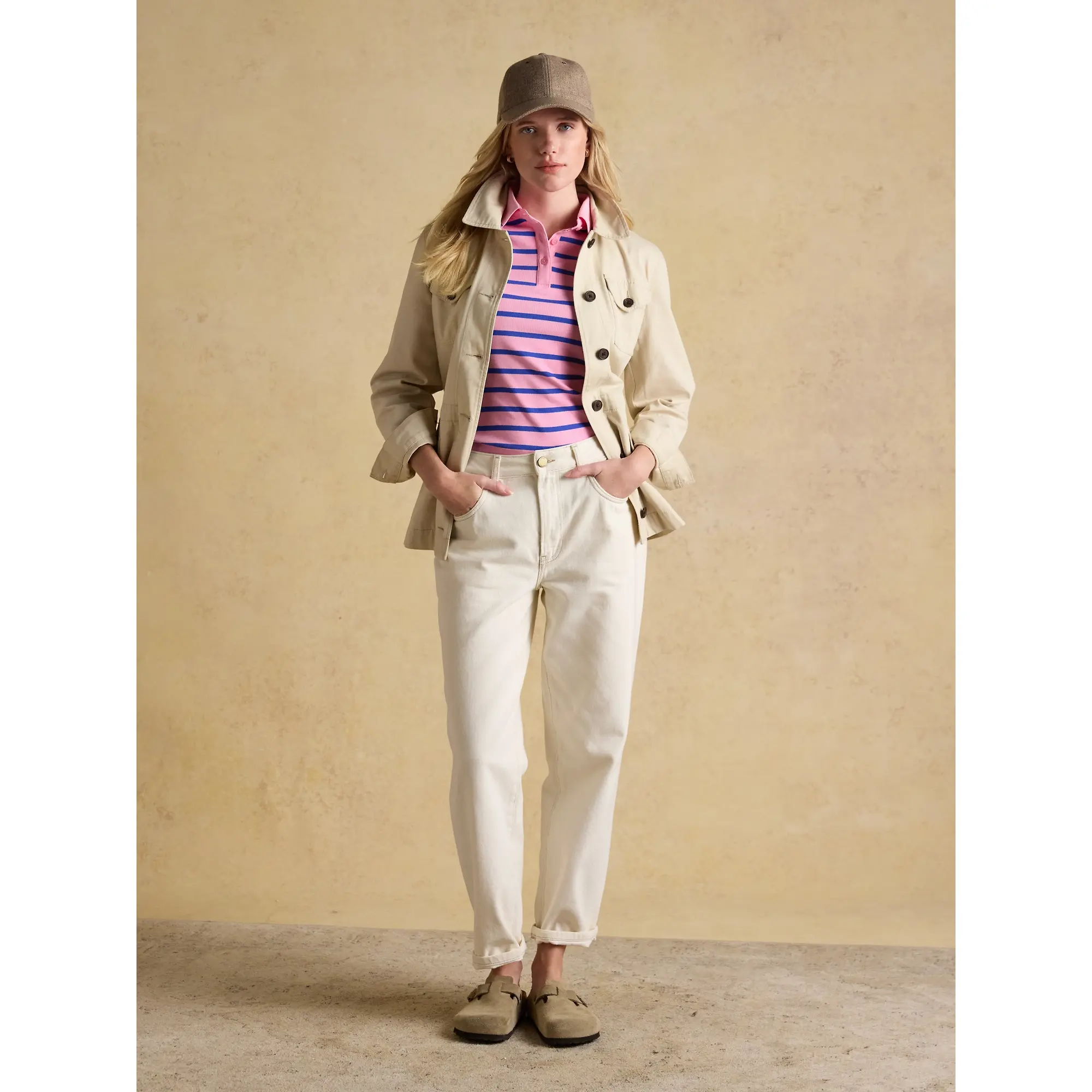 Product image 4 of 11 of Joules Women's Twyford Lightweight Utility Jacket with Adjustable Waist - Stone