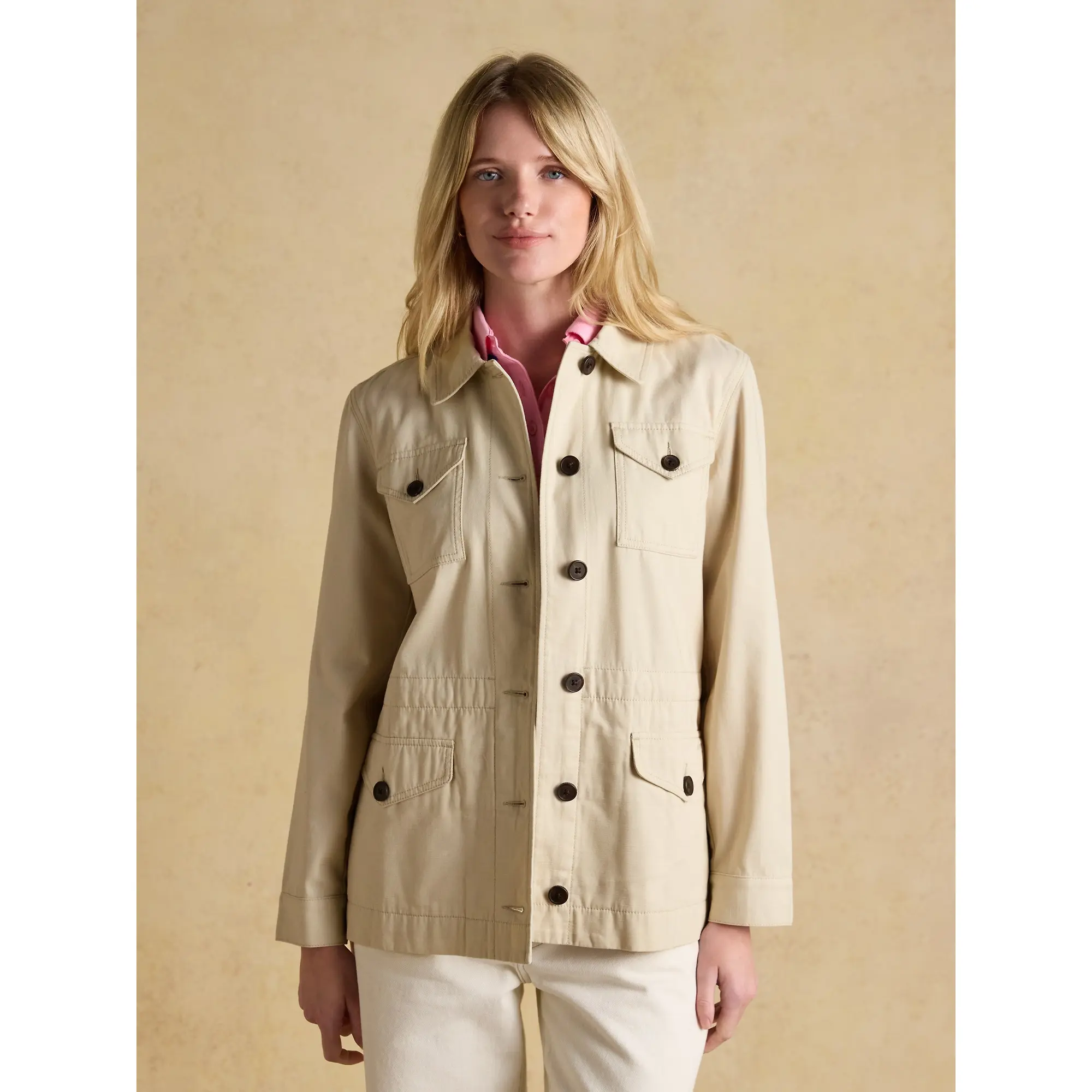 Product image 6 of 11 of Joules Women's Twyford Lightweight Utility Jacket with Adjustable Waist - Stone