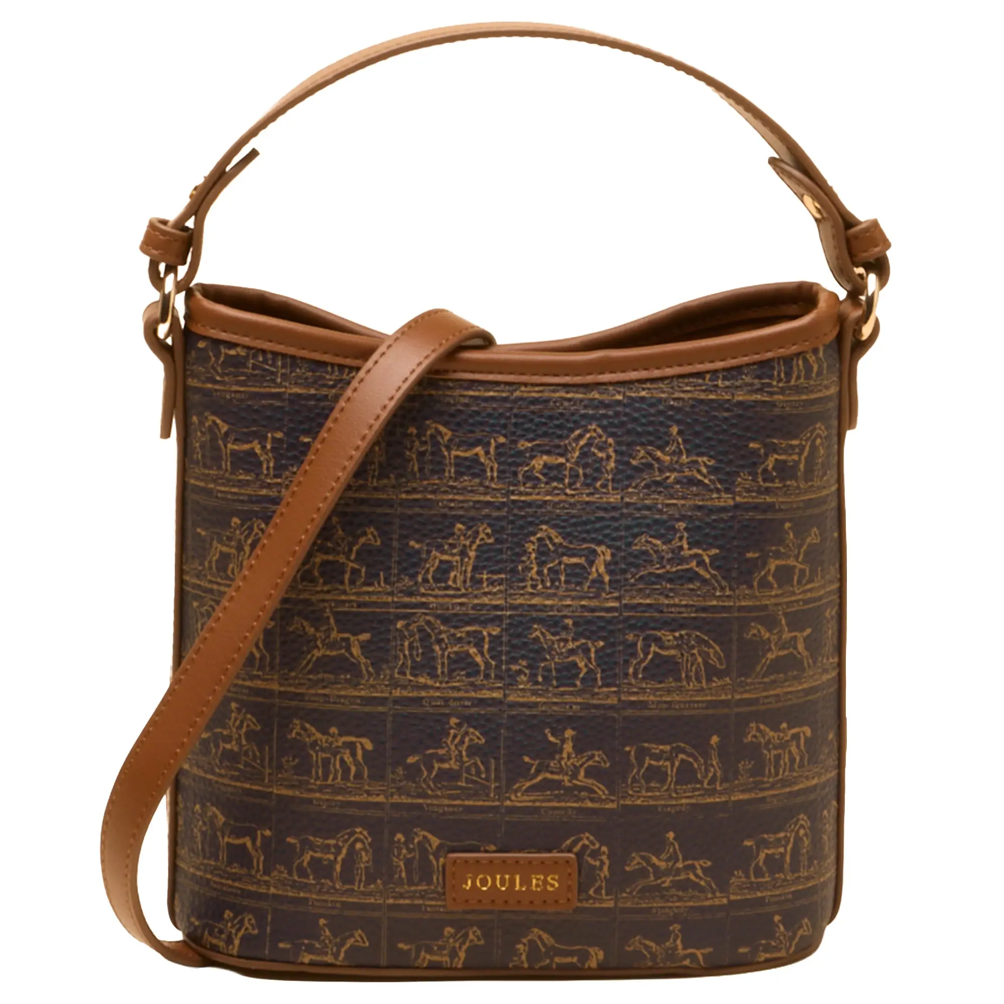 Product image 1 of 7 of Joules Women's Bucket Bag - Navy & Brown Horse Print