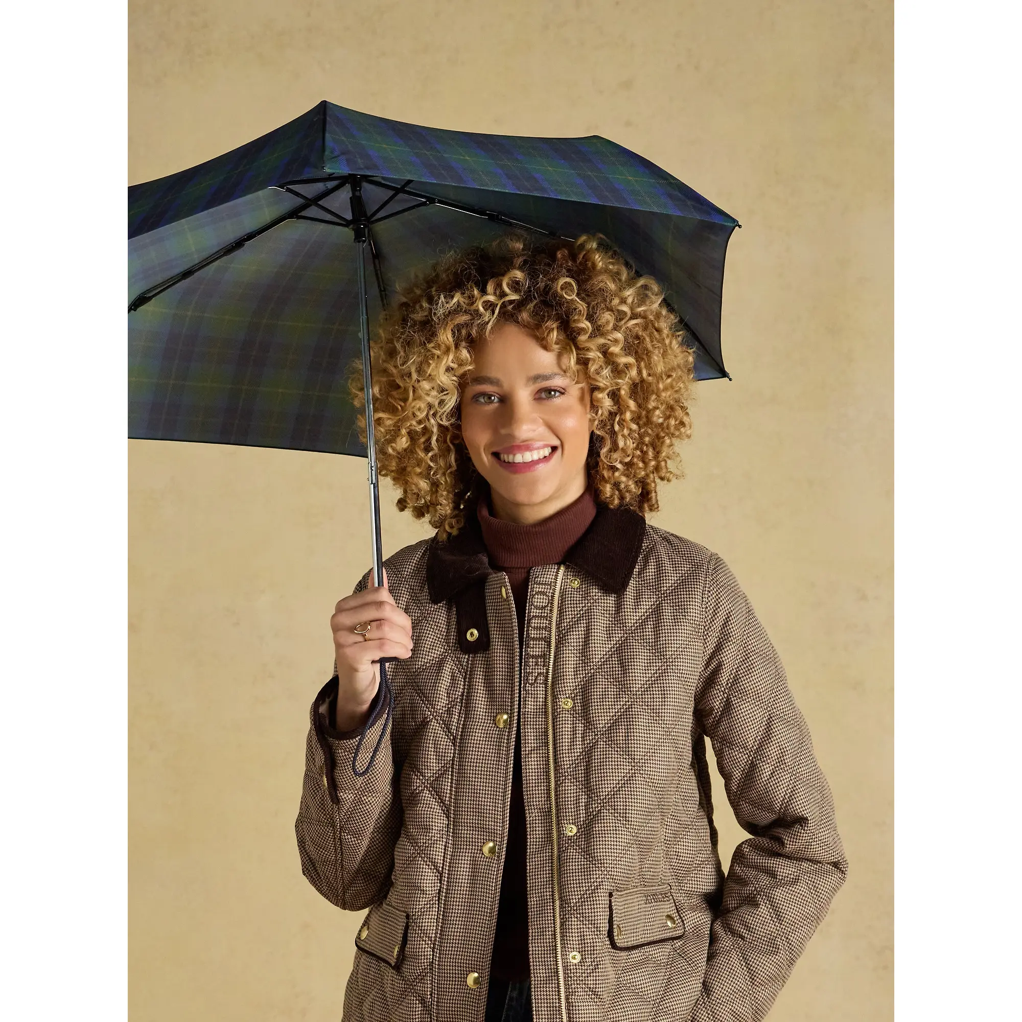 Product image 2 of 8 of Joules Women's Rayne Umbrella - Blue / Green Check
