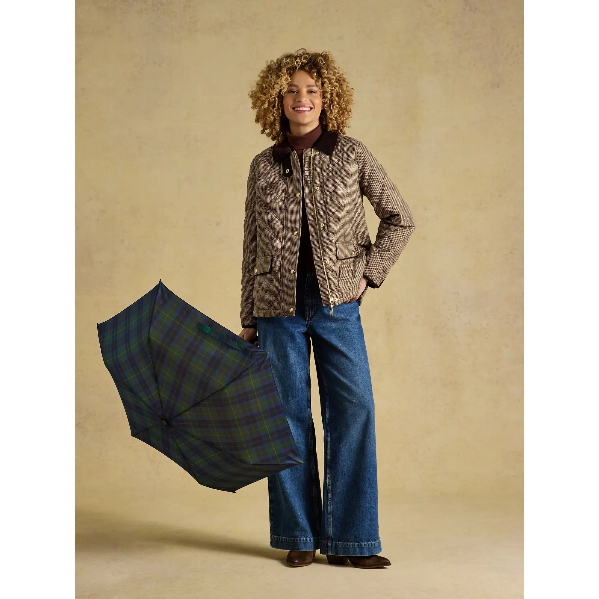 Product image 3 of 8 of Joules Women's Rayne Umbrella - Blue / Green Check