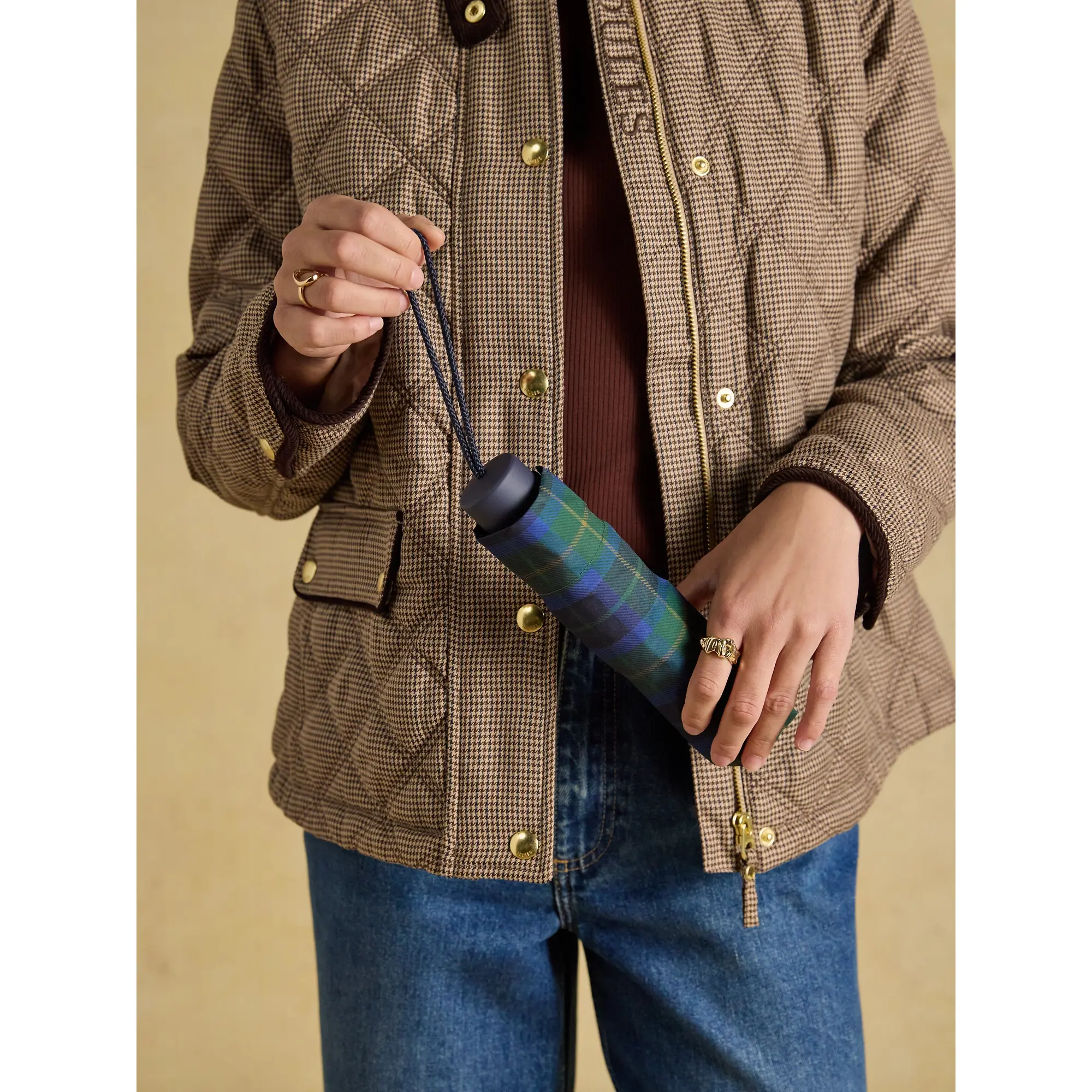 Product image 4 of 8 of Joules Women's Rayne Umbrella - Blue / Green Check