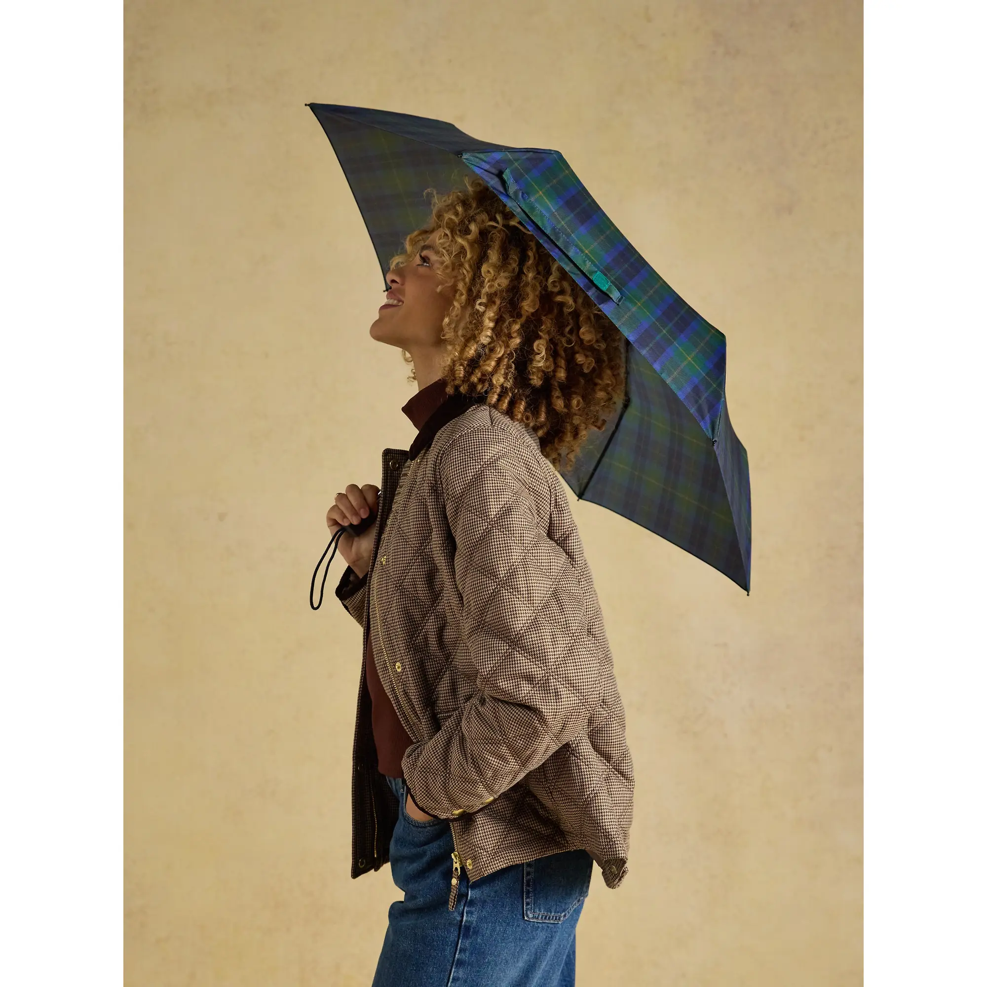 Product image 5 of 8 of Joules Women's Rayne Umbrella - Blue / Green Check