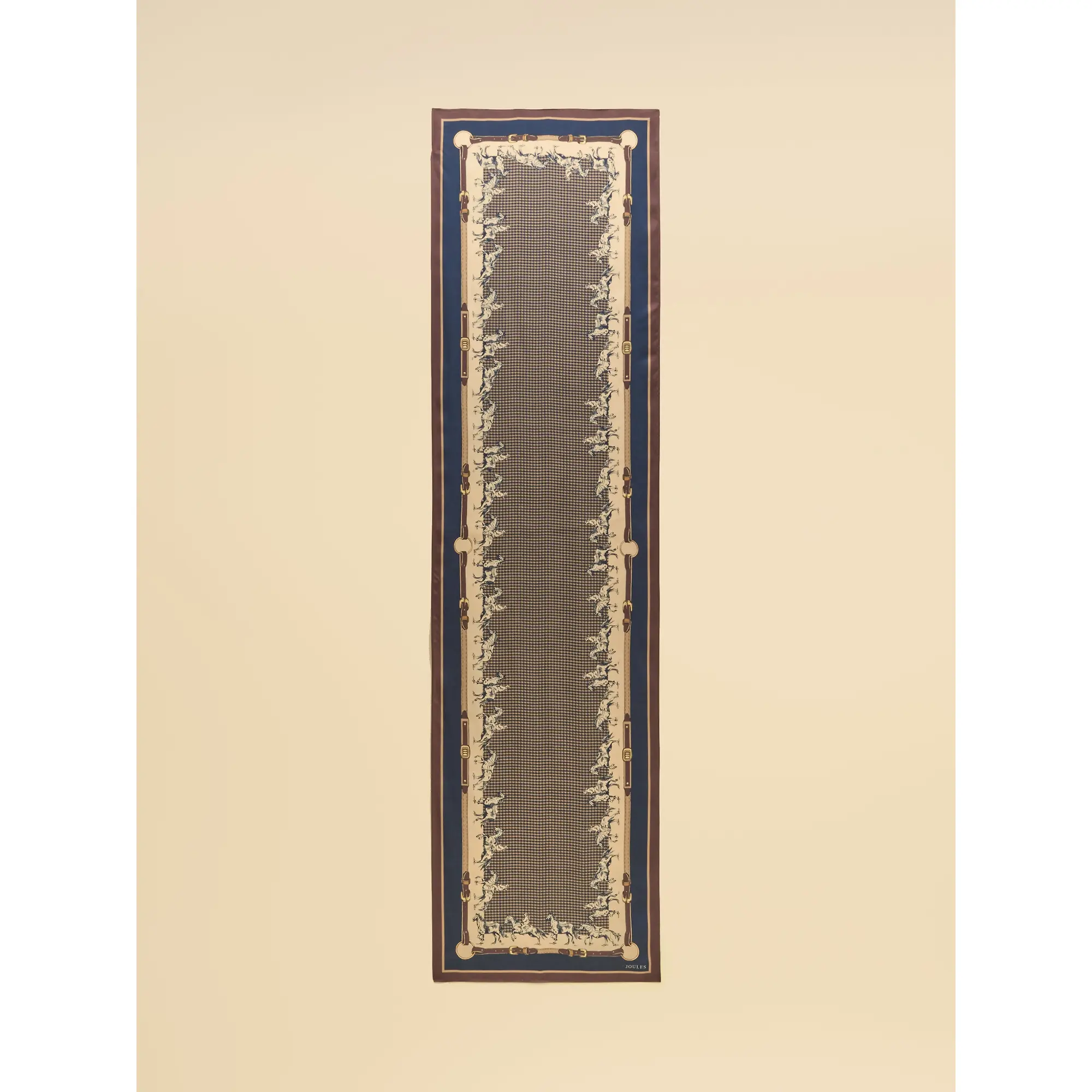 Product image 4 of 5 of Joules Women's Windsor Equestrian Print Silk Rectangle Scarf - Navy & Beige