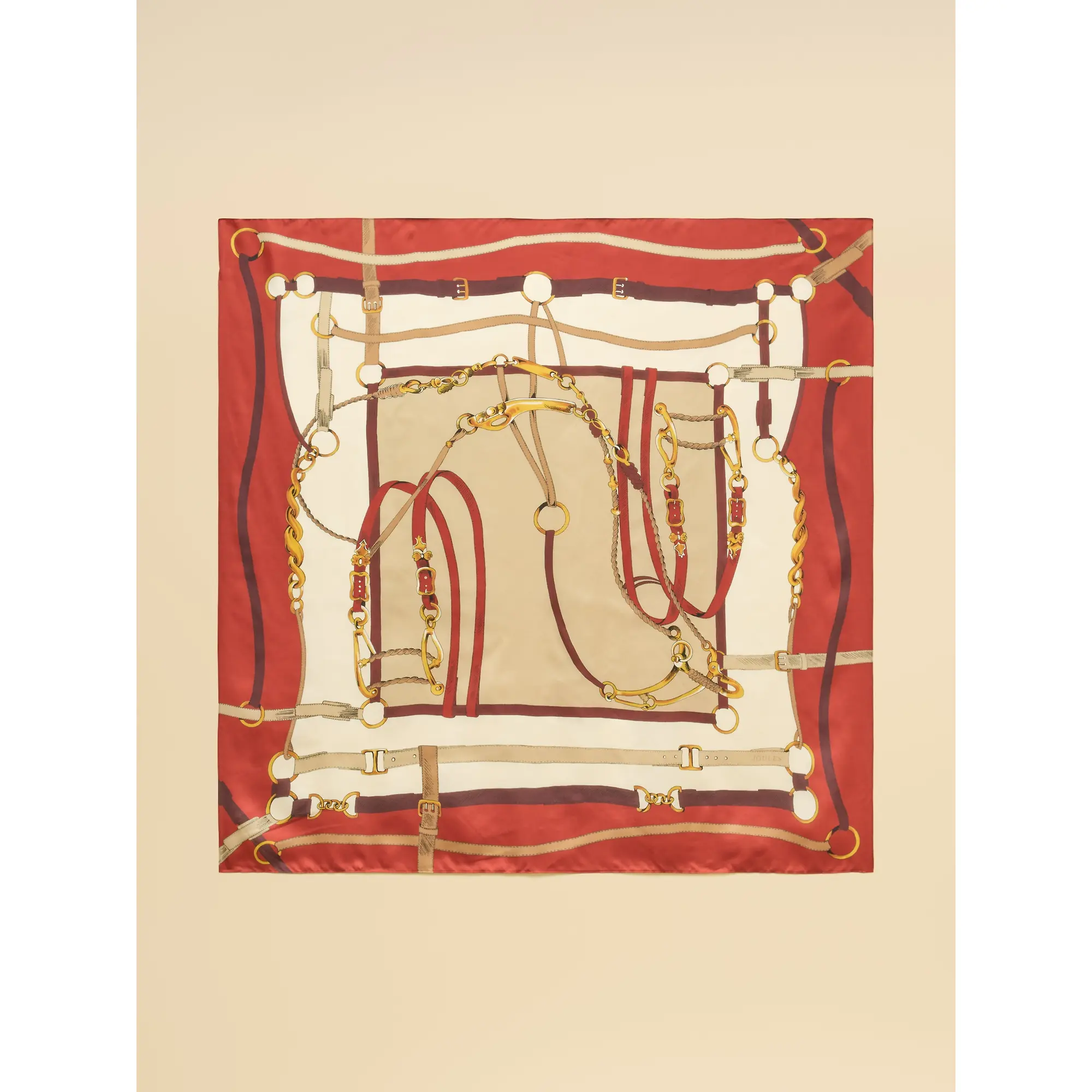 Product image 6 of 7 of Joules Women's Bloomfield Silk Square Scarf - Burnt Orange Bridle