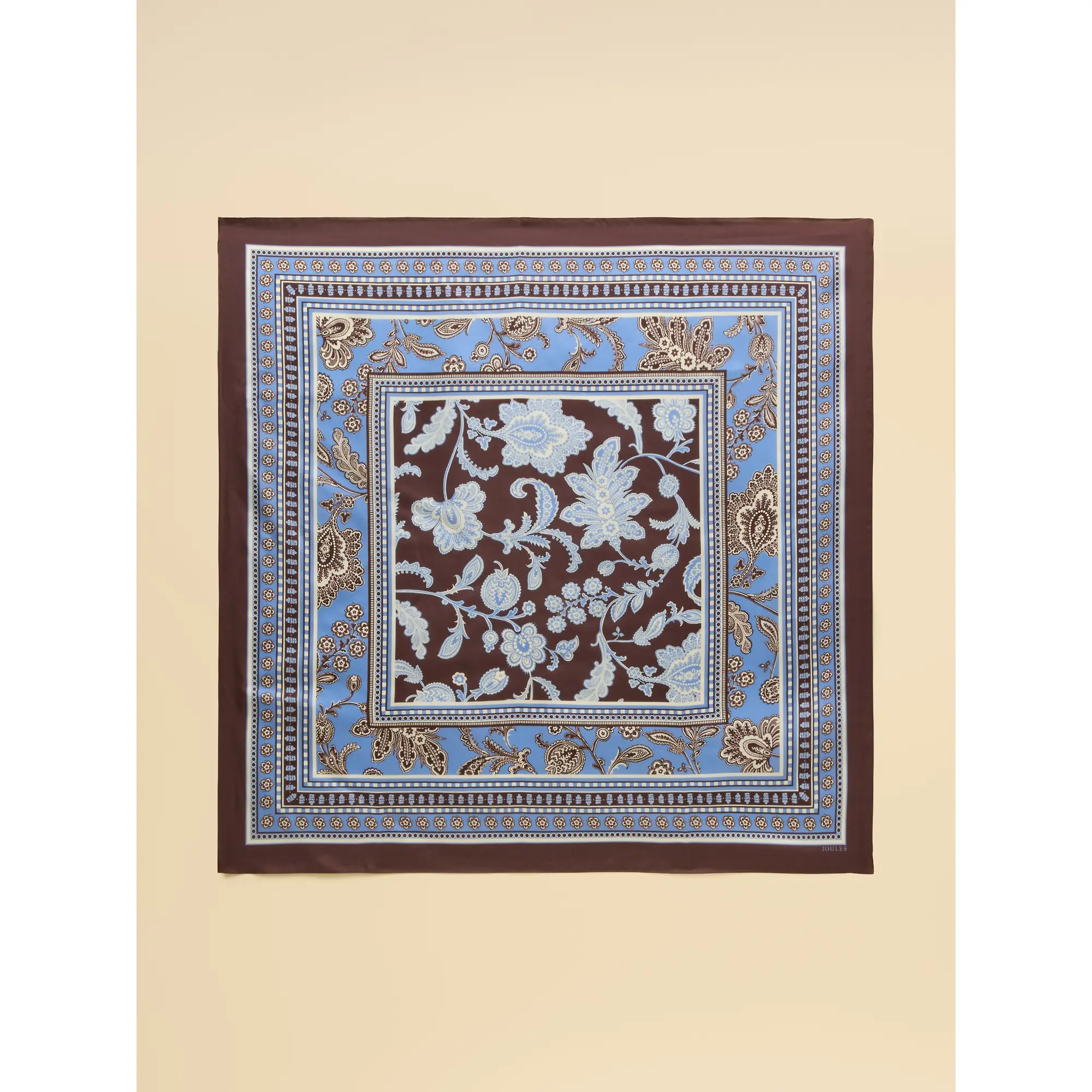 Product image 5 of 6 of Joules Women's Bloomfield Silk Square Scarf - Blue / Brown Floral