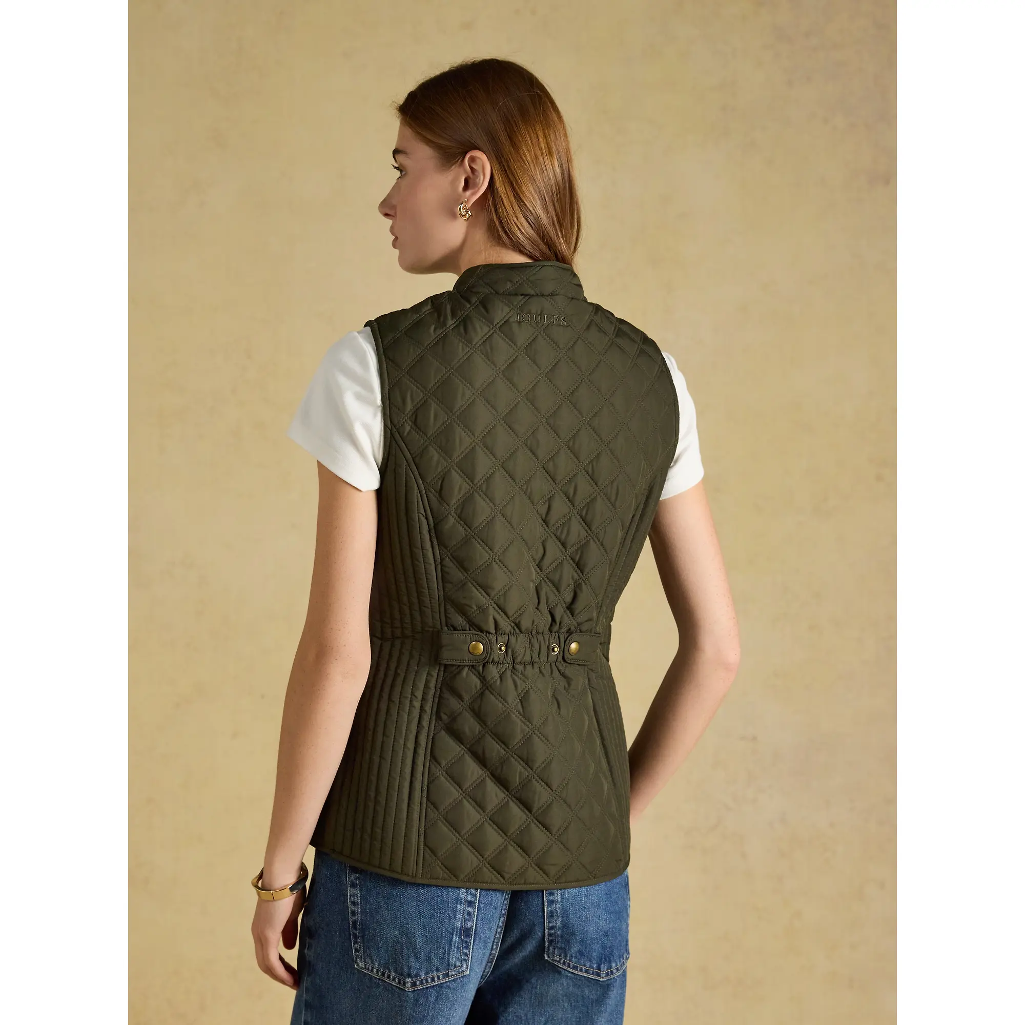 Product image 3 of 11 of Joules Women's Minx Showerproof Diamond Quilted Gilet - Rosemary Green
