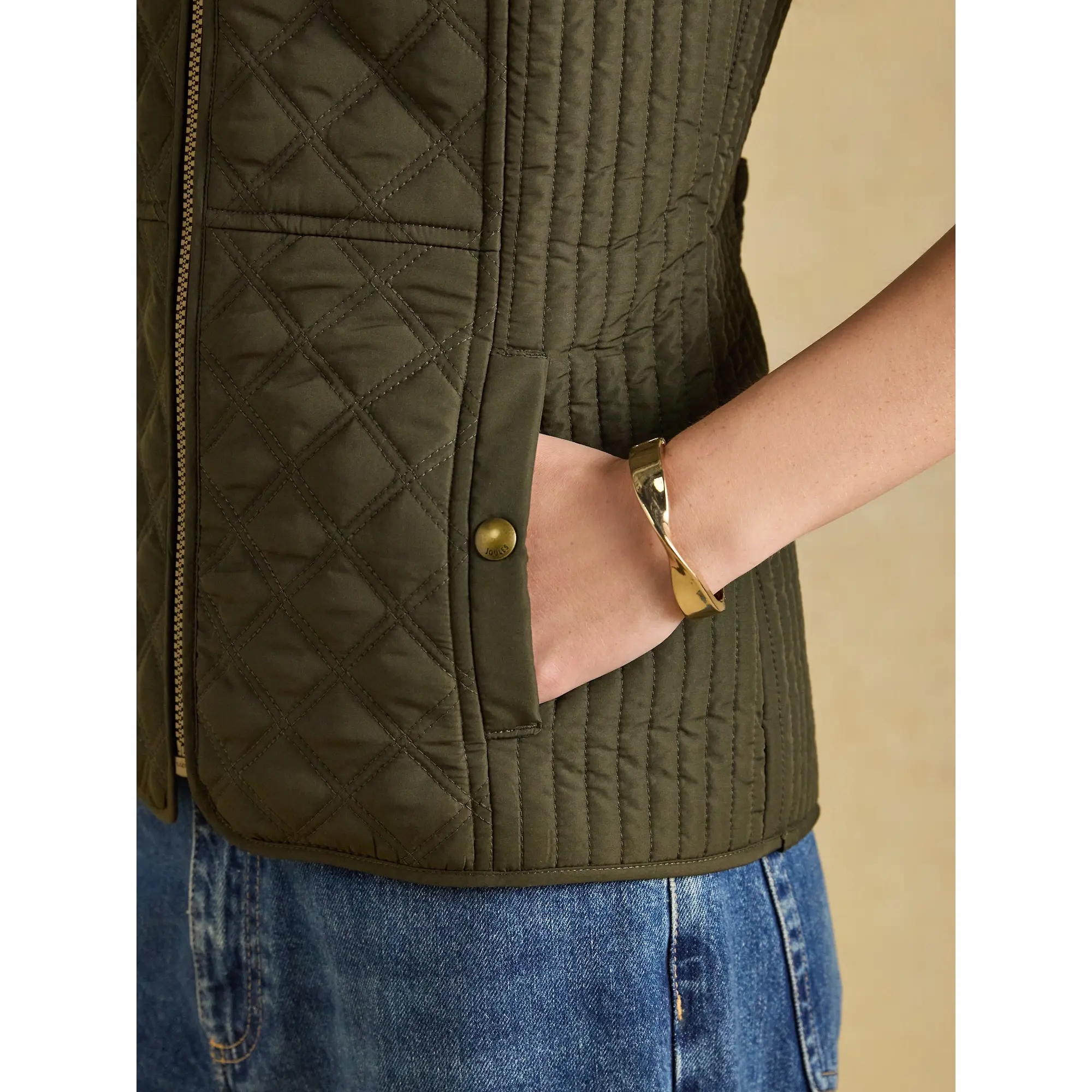 Product image 5 of 11 of Joules Women's Minx Showerproof Diamond Quilted Gilet - Rosemary Green