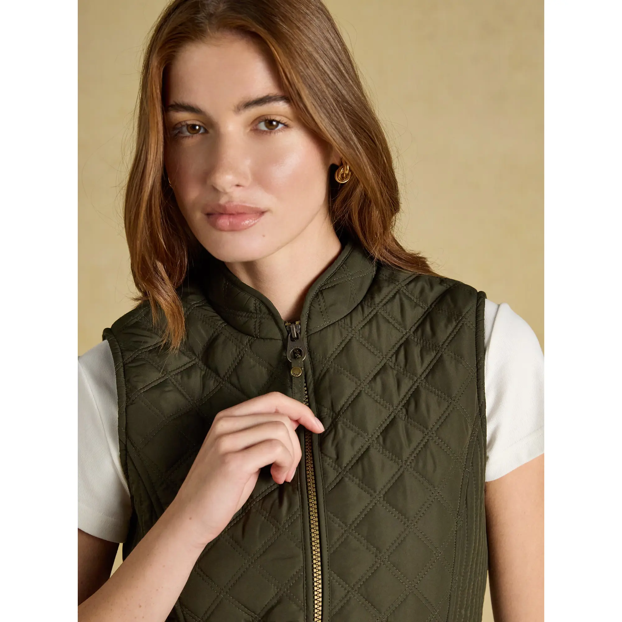 Product image 7 of 11 of Joules Women's Minx Showerproof Diamond Quilted Gilet - Rosemary Green