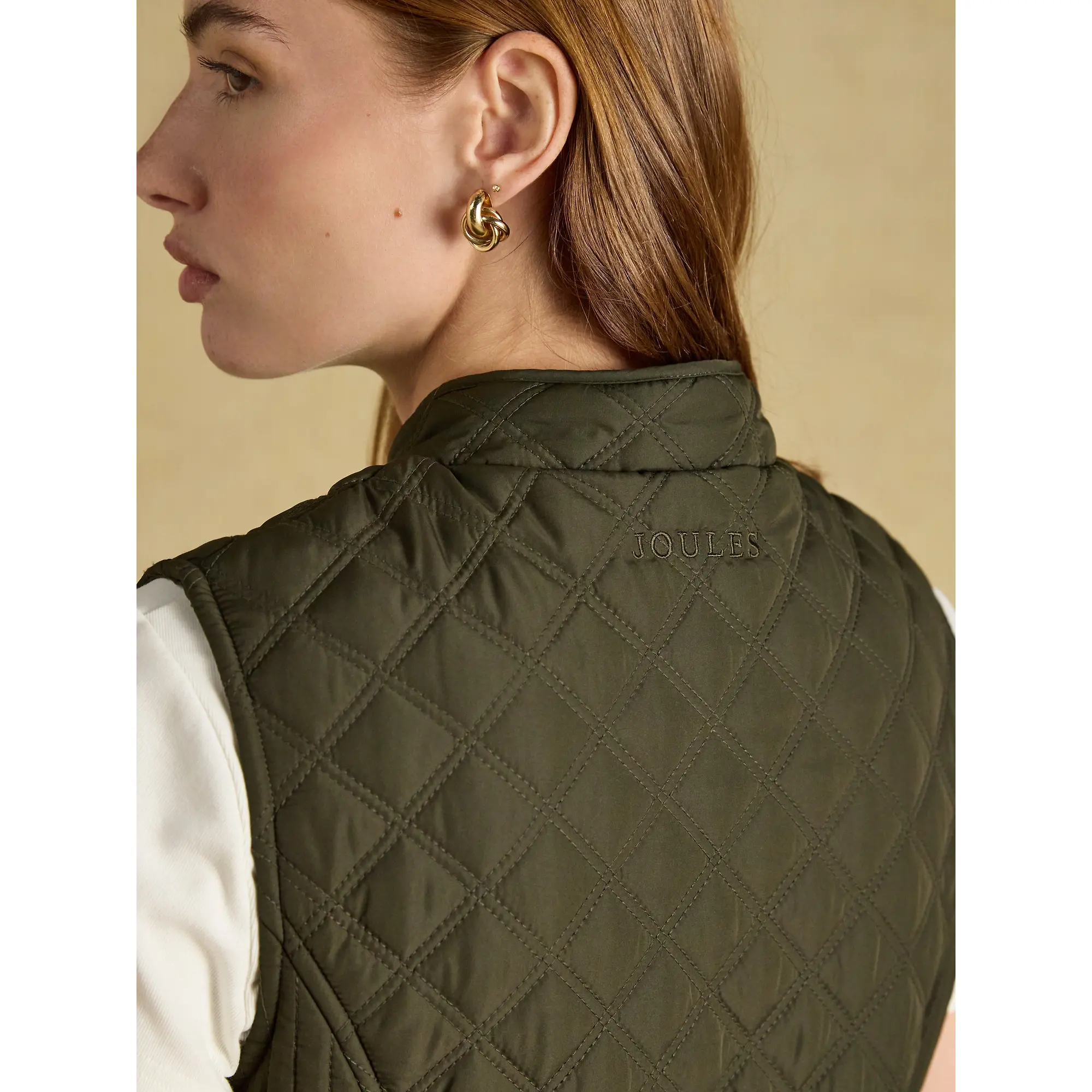 Product image 9 of 11 of Joules Women's Minx Showerproof Diamond Quilted Gilet - Rosemary Green