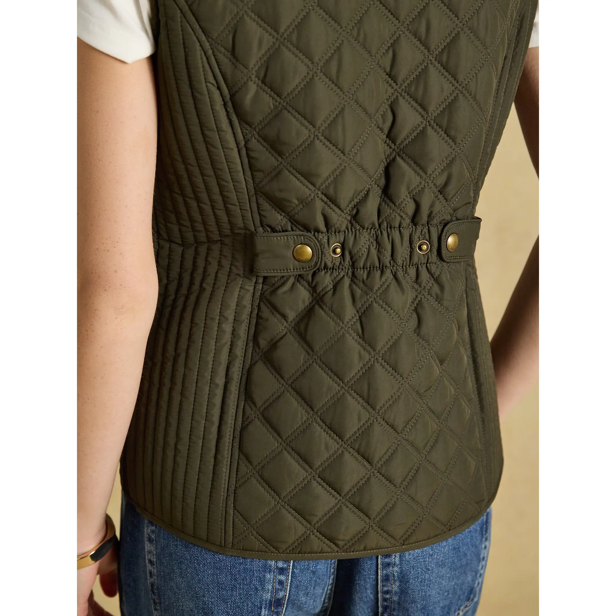 Product image 10 of 11 of Joules Women's Minx Showerproof Diamond Quilted Gilet - Rosemary Green