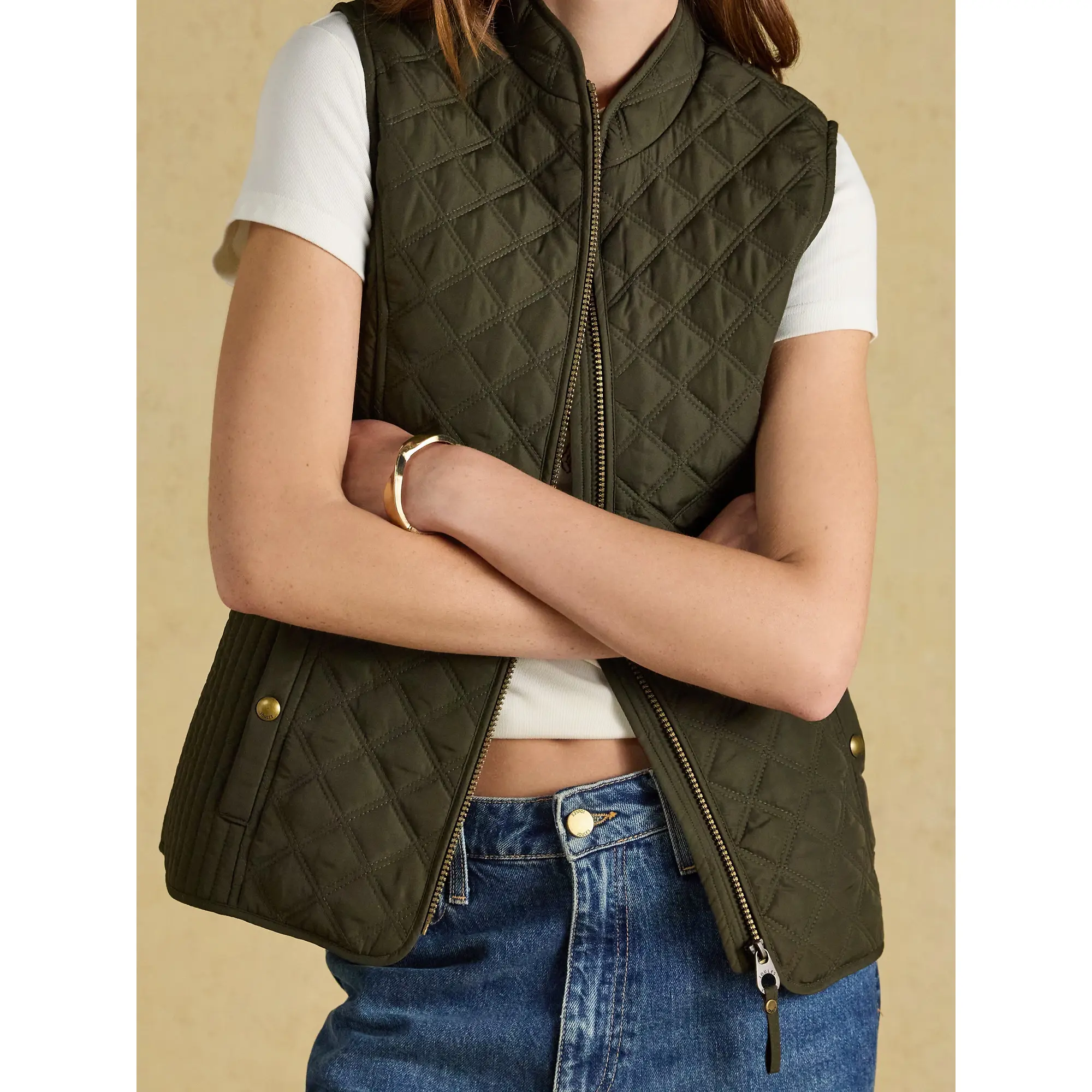 Product image 11 of 11 of Joules Women's Minx Showerproof Diamond Quilted Gilet - Rosemary Green