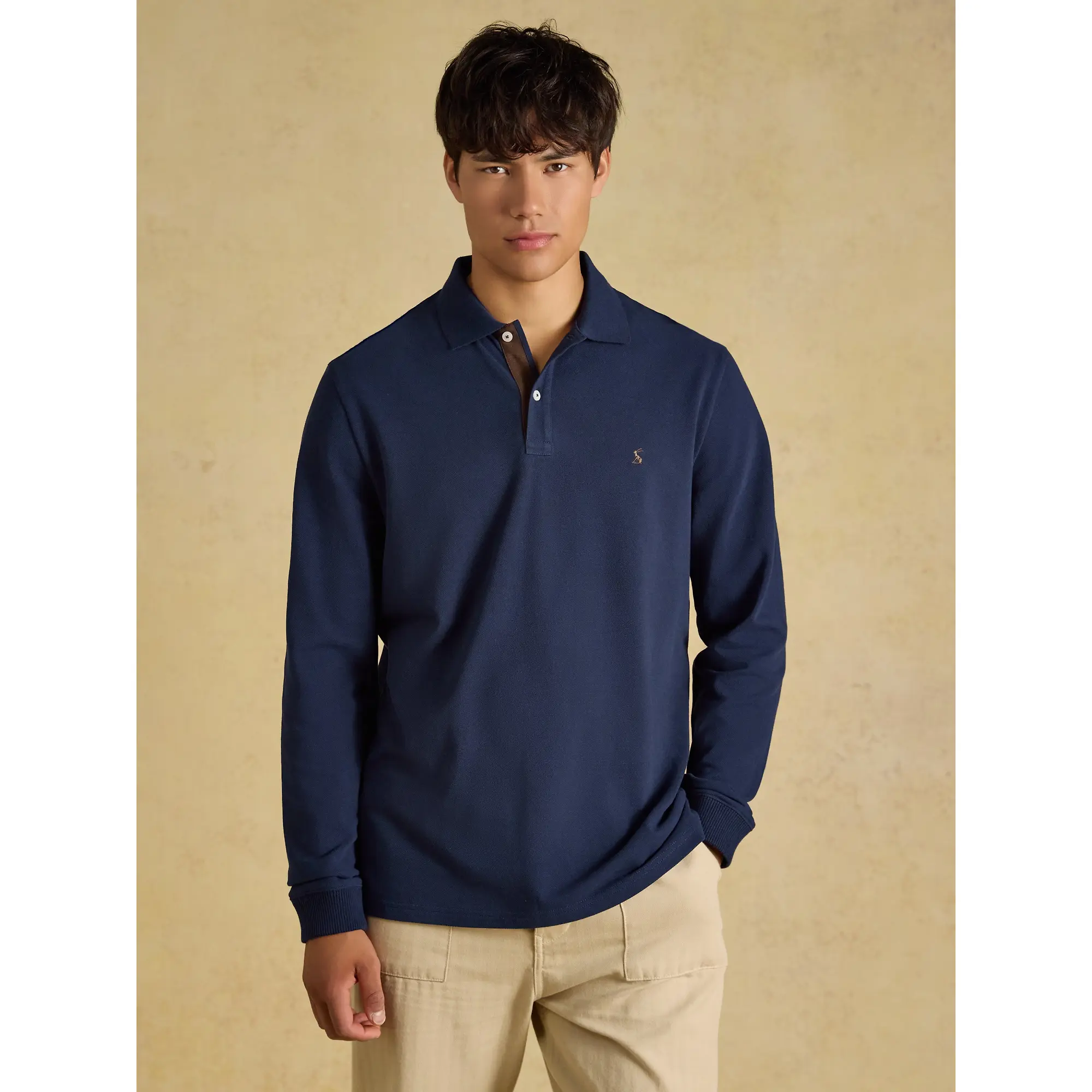 Product image 2 of 8 of Joules Men's Woody Long Sleeve Cotton Pique Polo Shirt - Navy