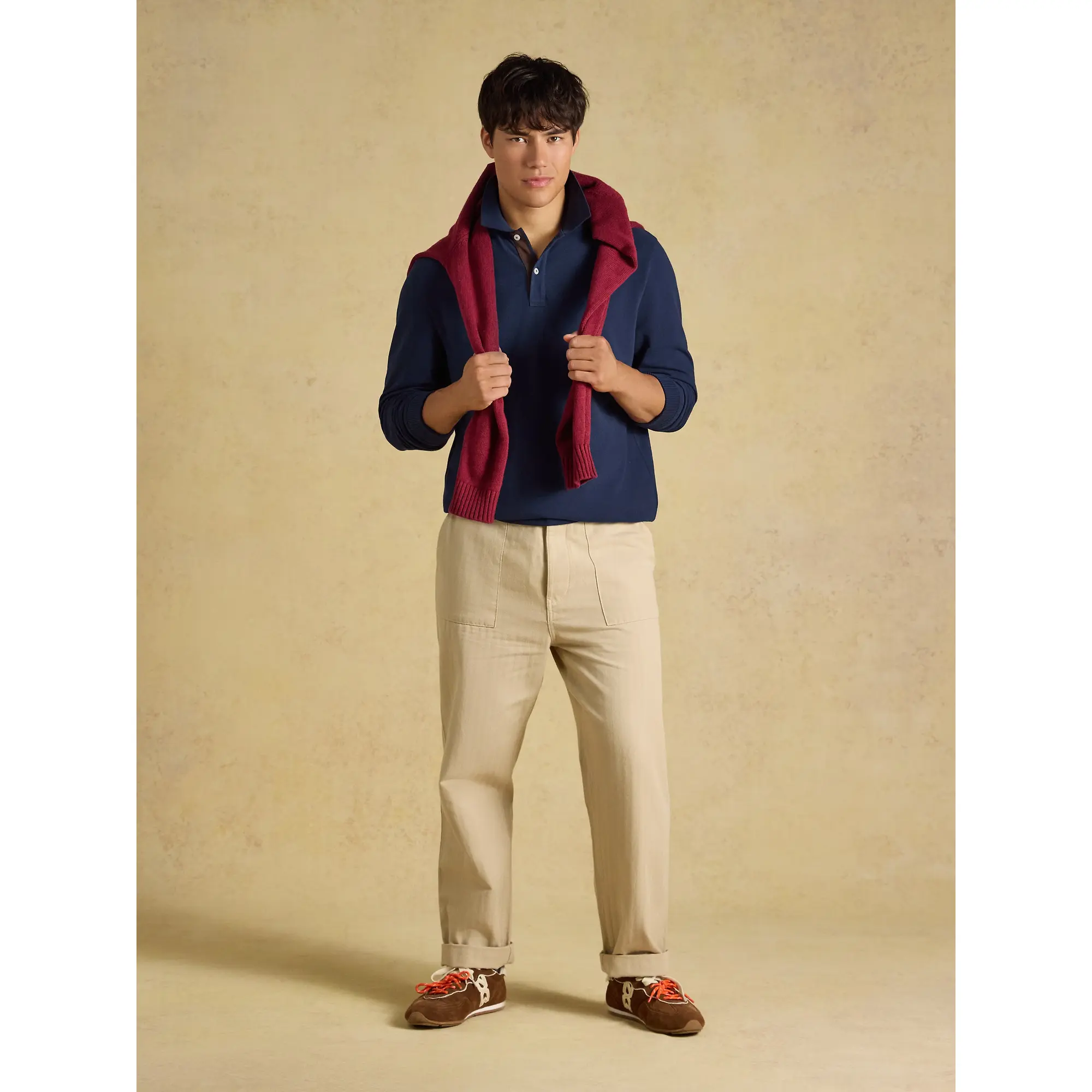Product image 5 of 8 of Joules Men's Woody Long Sleeve Cotton Pique Polo Shirt - Navy