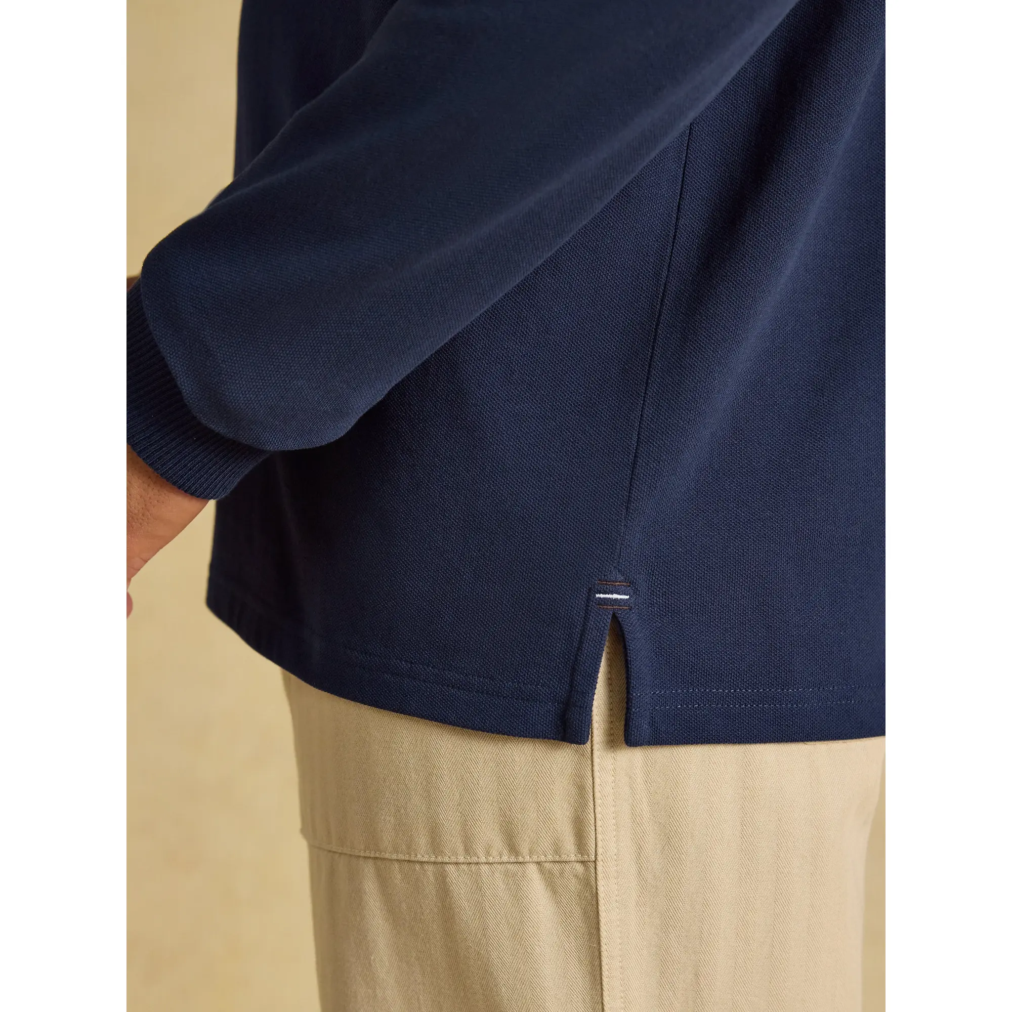 Product image 7 of 8 of Joules Men's Woody Long Sleeve Cotton Pique Polo Shirt - Navy