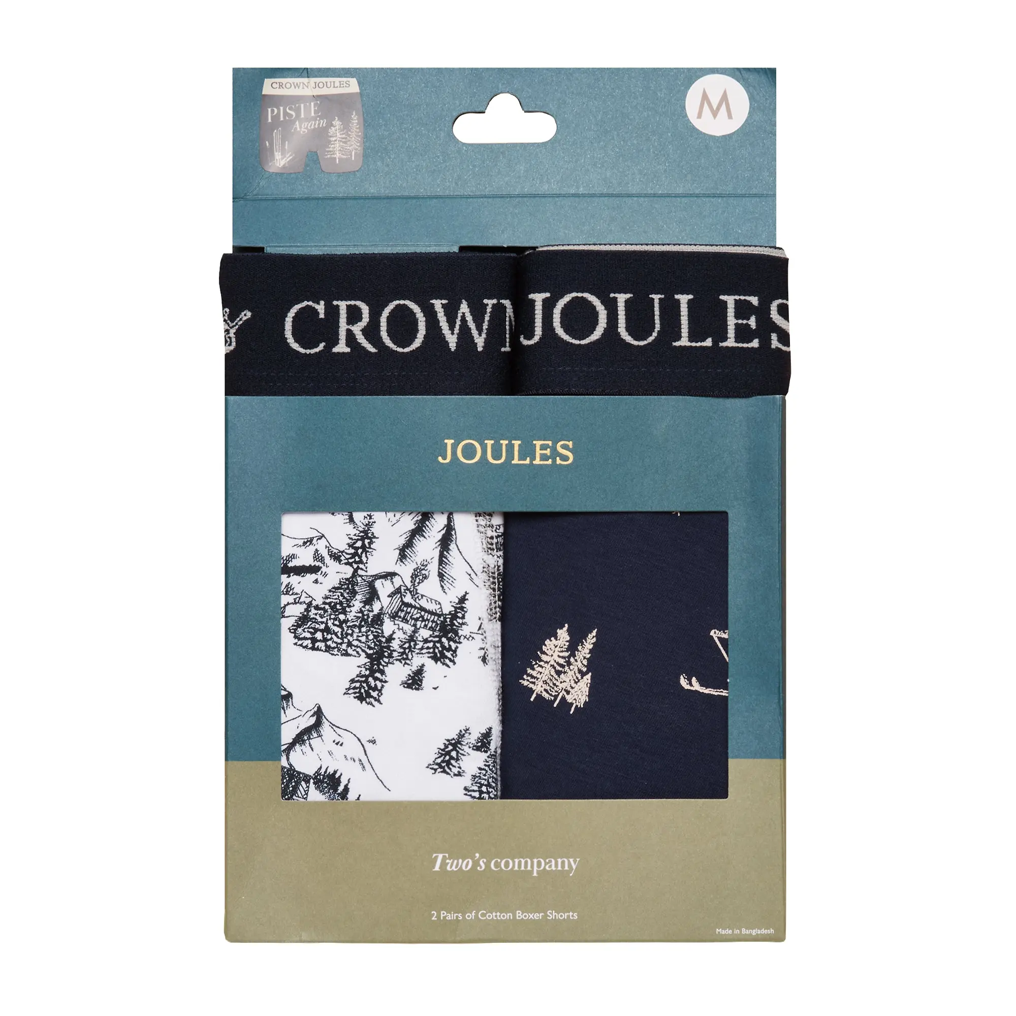 Product image 1 of 4 of Joules Men's Piste Again Cotton Jersey Boxer Shorts 2 Pack - Cream/Navy