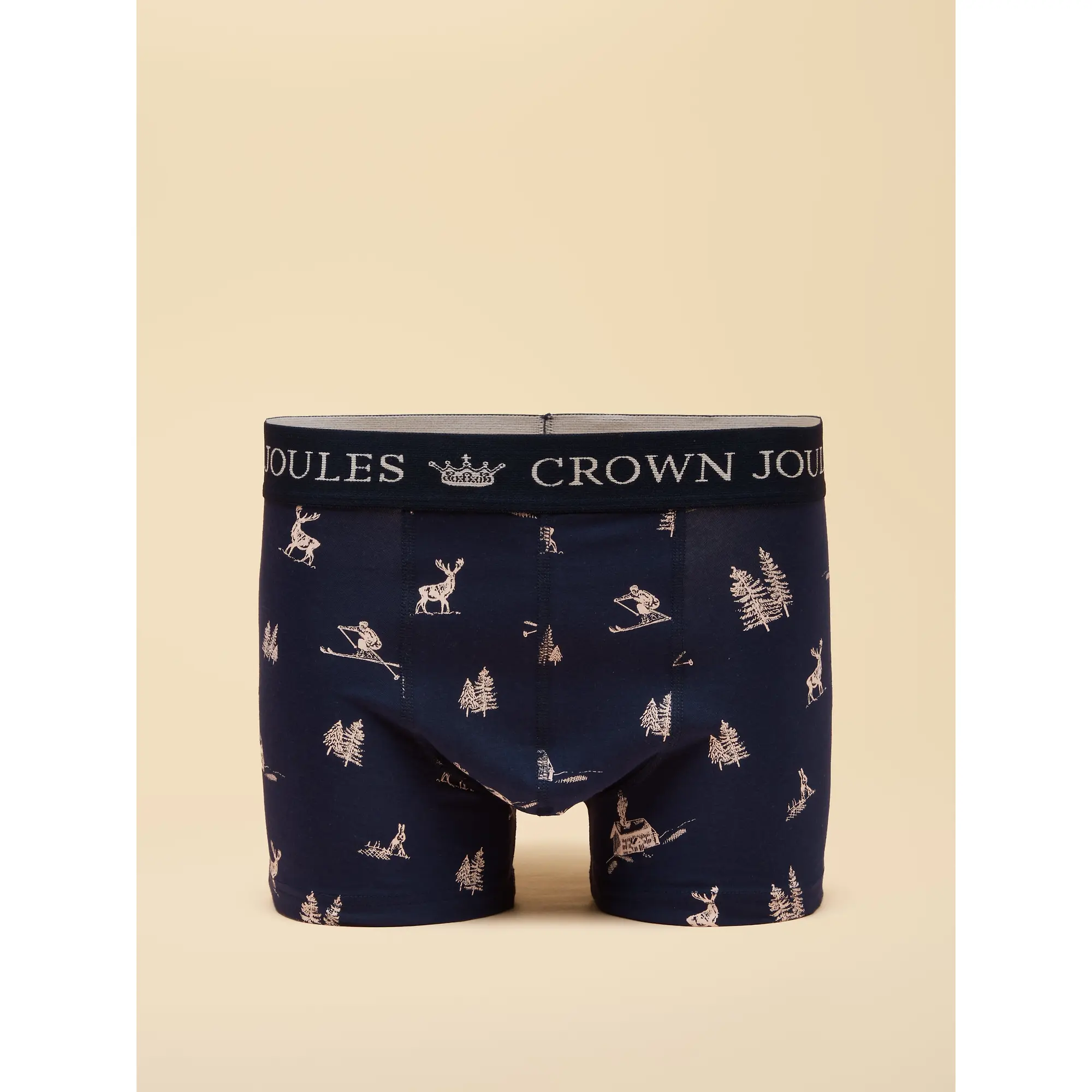 Product image 2 of 4 of Joules Men's Piste Again Cotton Jersey Boxer Shorts 2 Pack - Cream/Navy