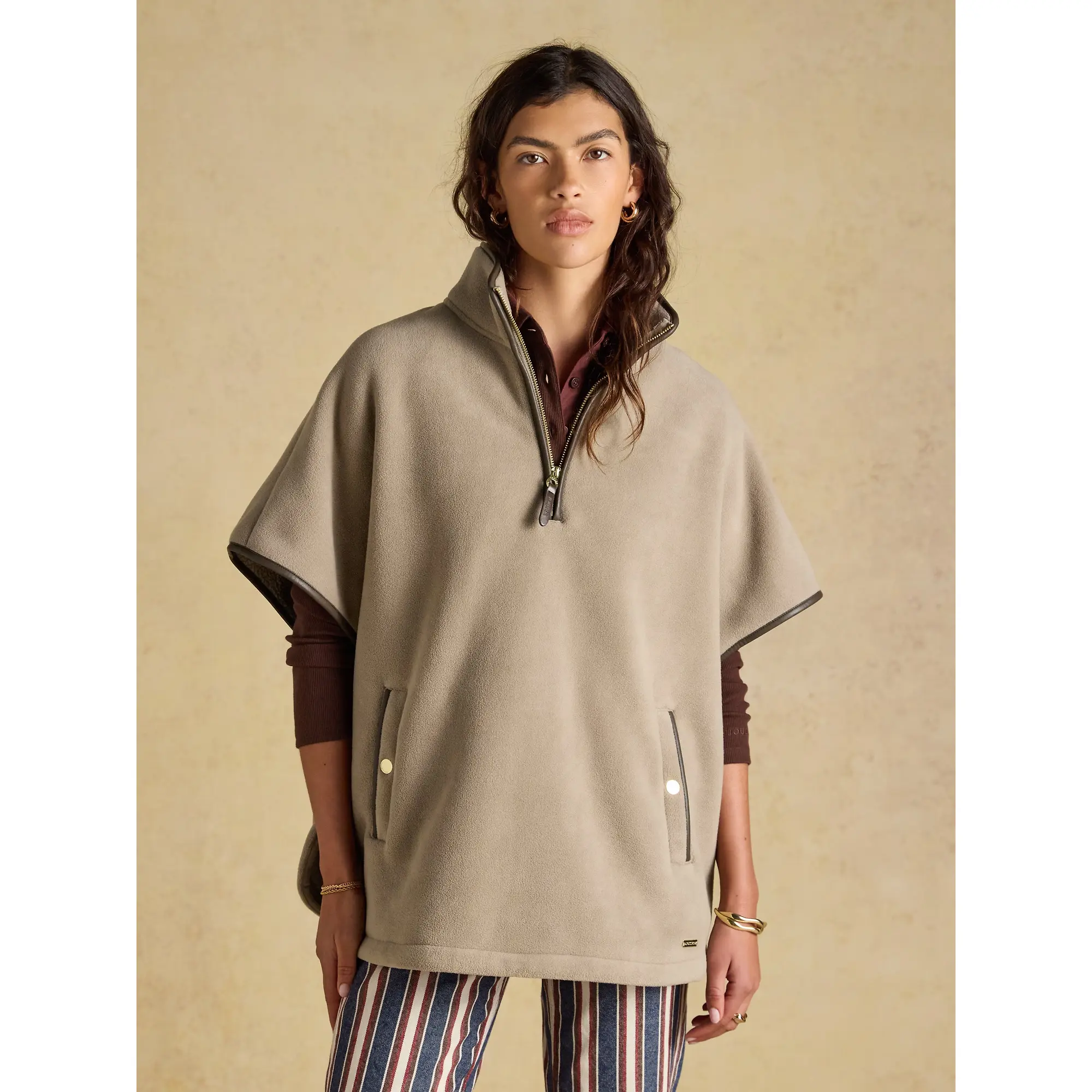 Product image 2 of 9 of Joules Women's Heritage Polar Fleece Short Cape - Mink Brown