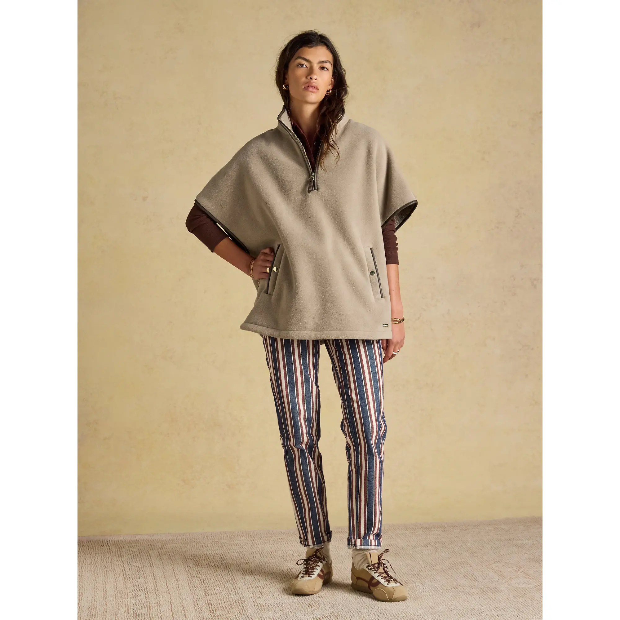 Product image 4 of 9 of Joules Women's Heritage Polar Fleece Short Cape - Mink Brown