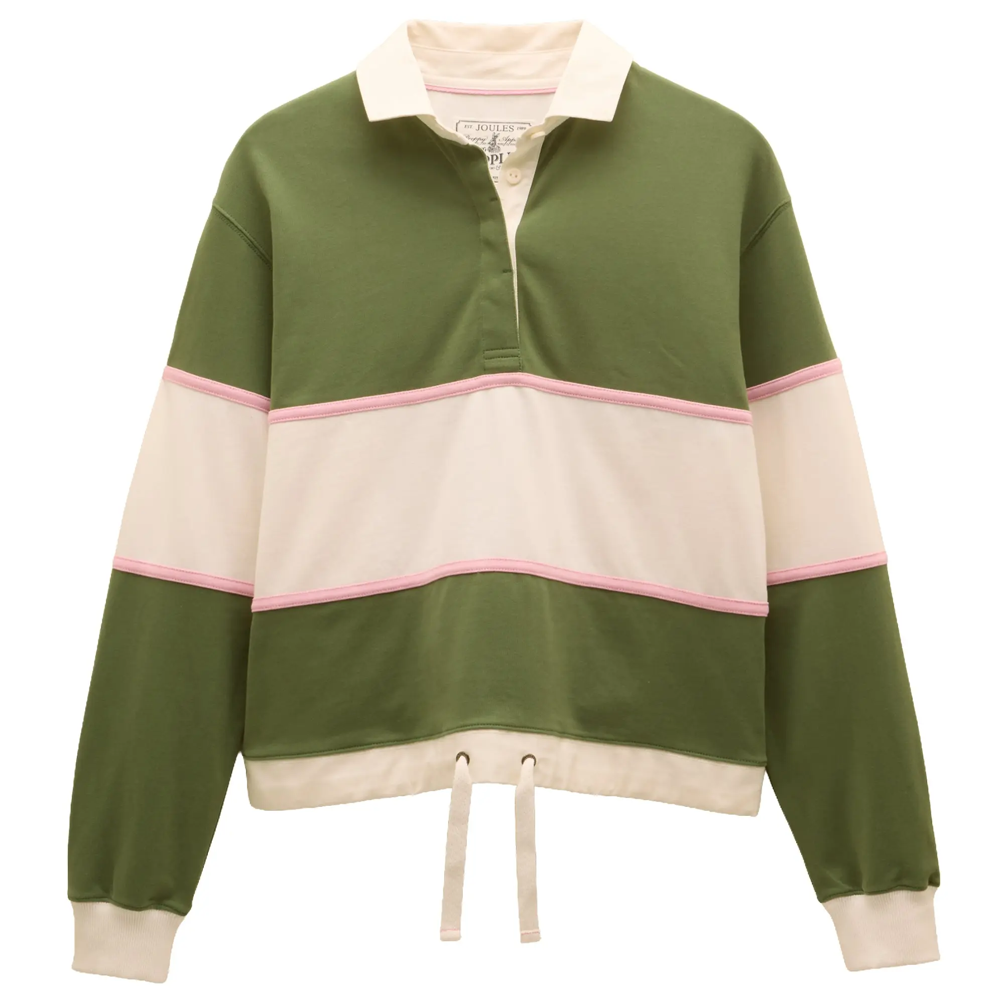 Product image 1 of 10 of Joules Women's Long Sleeve Cotton Collared Rugby Deckshirt - Green Striped