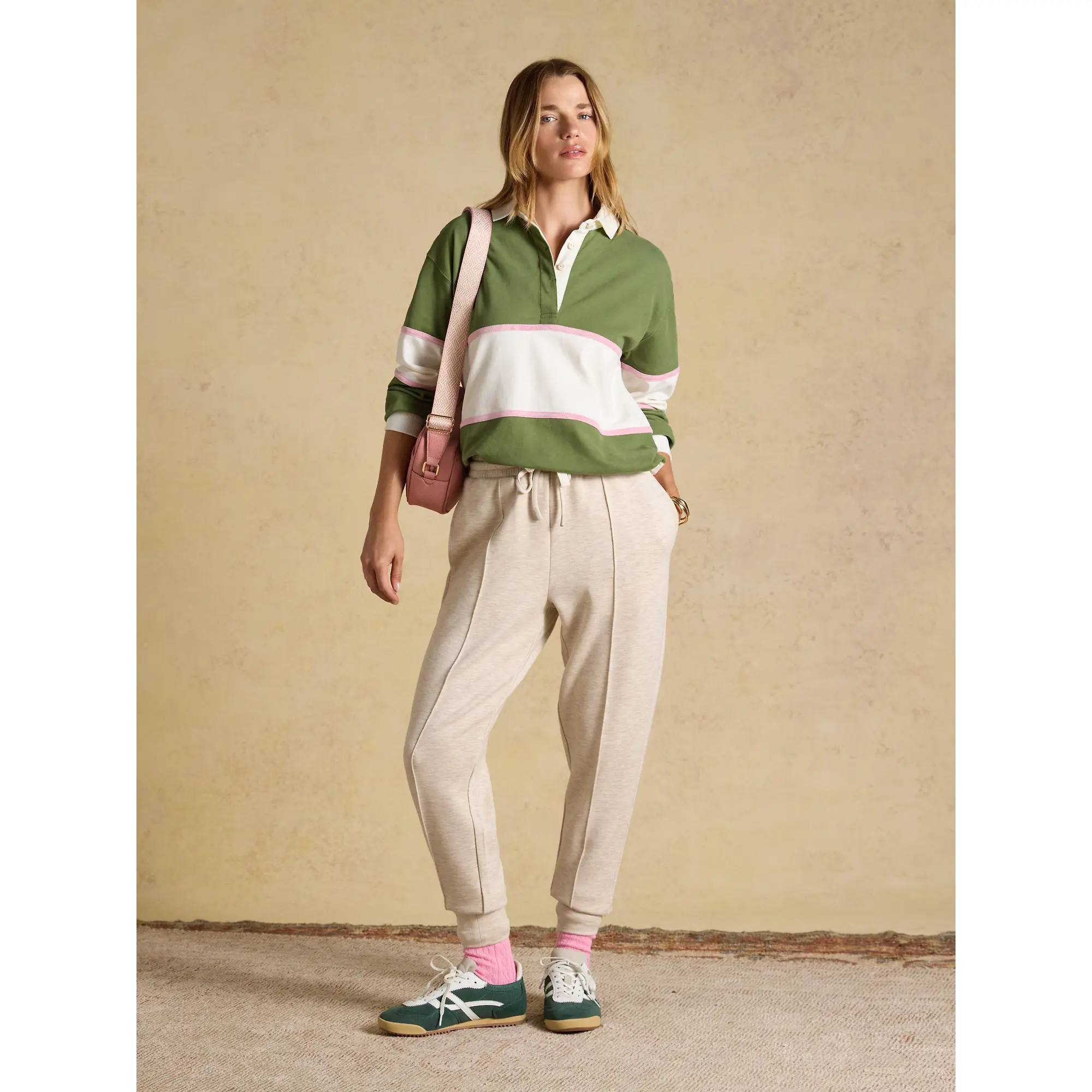 Product image 9 of 10 of Joules Women's Long Sleeve Cotton Collared Rugby Deckshirt - Green Striped