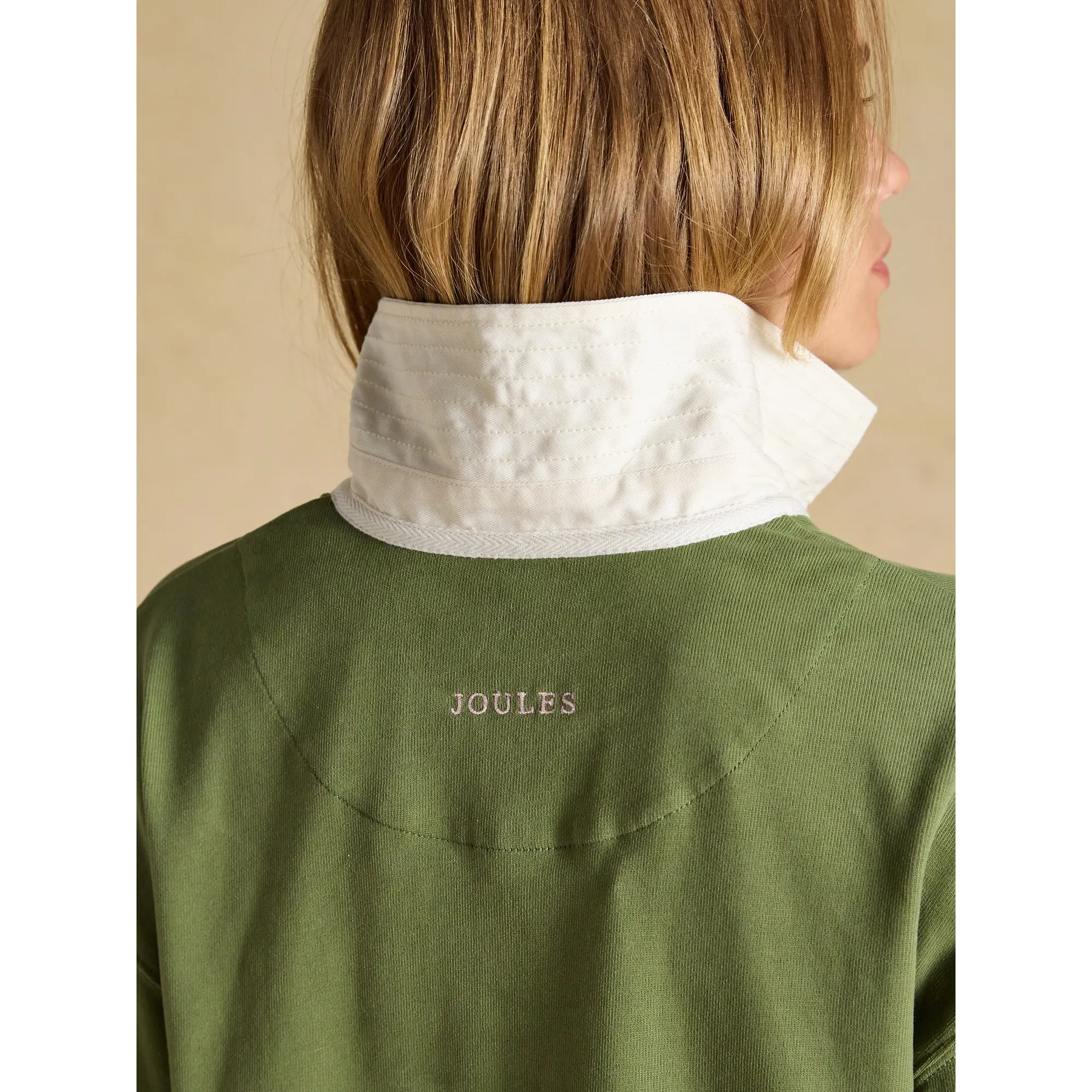 Product image 10 of 10 of Joules Women's Long Sleeve Cotton Collared Rugby Deckshirt - Green Striped
