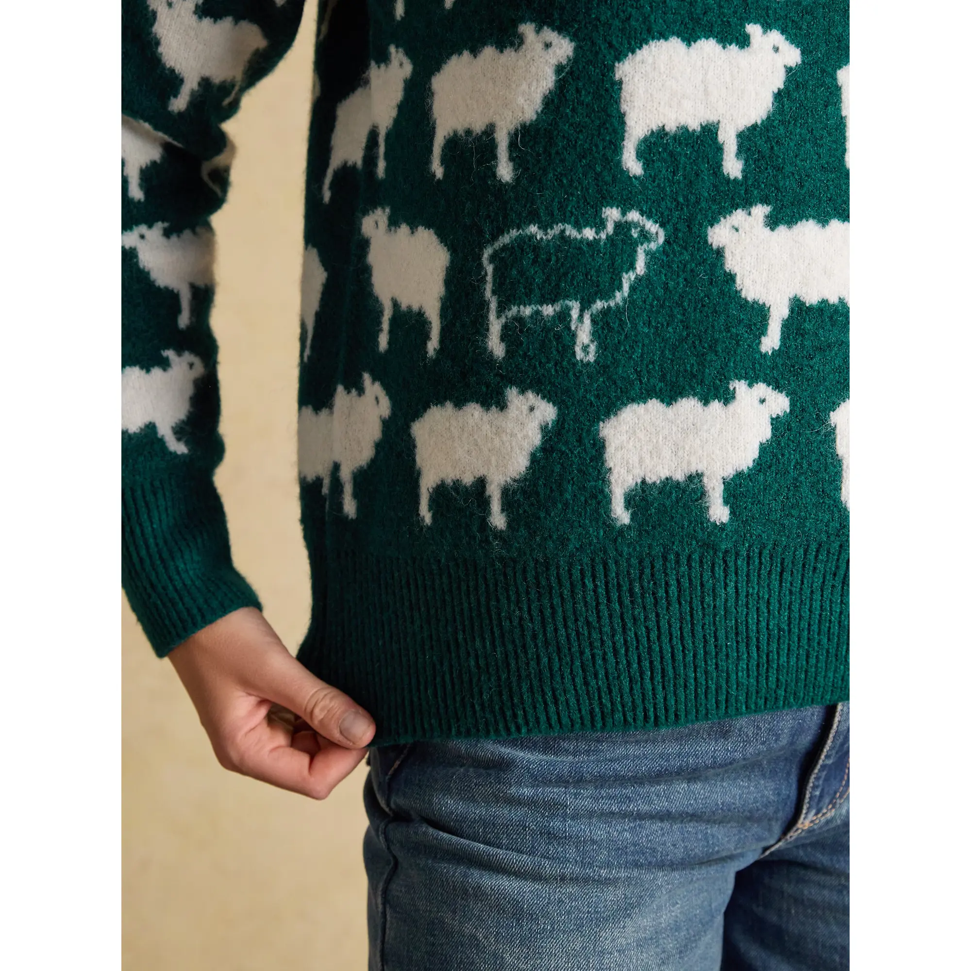 Product image 6 of 8 of Joules Women's Oh Flock It Sheep Icon Crew Neck Knitted Jumper - Green
