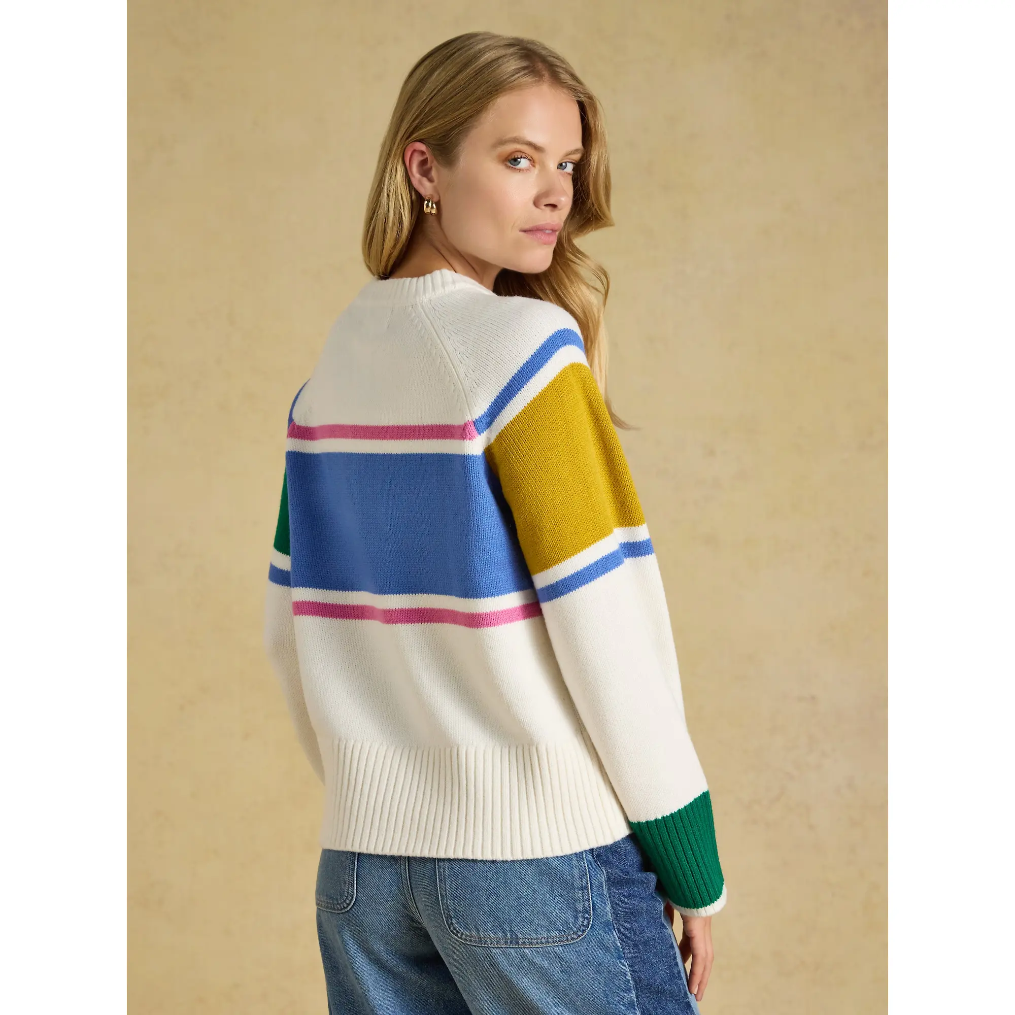Product image 3 of 7 of Joules Women's Apres Colourblock Knitted Jumper - Cream