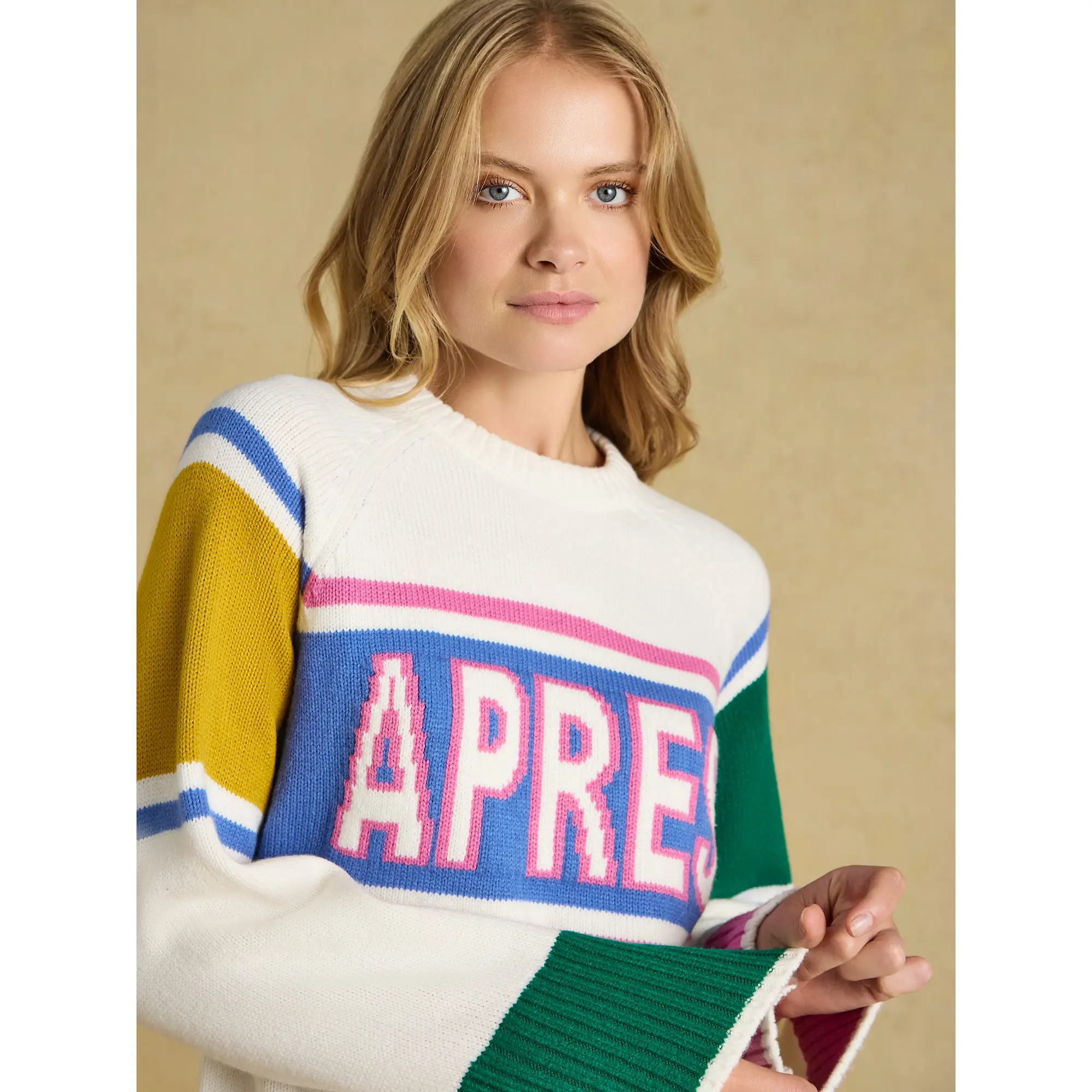 Product image 6 of 7 of Joules Women's Apres Colourblock Knitted Jumper - Cream