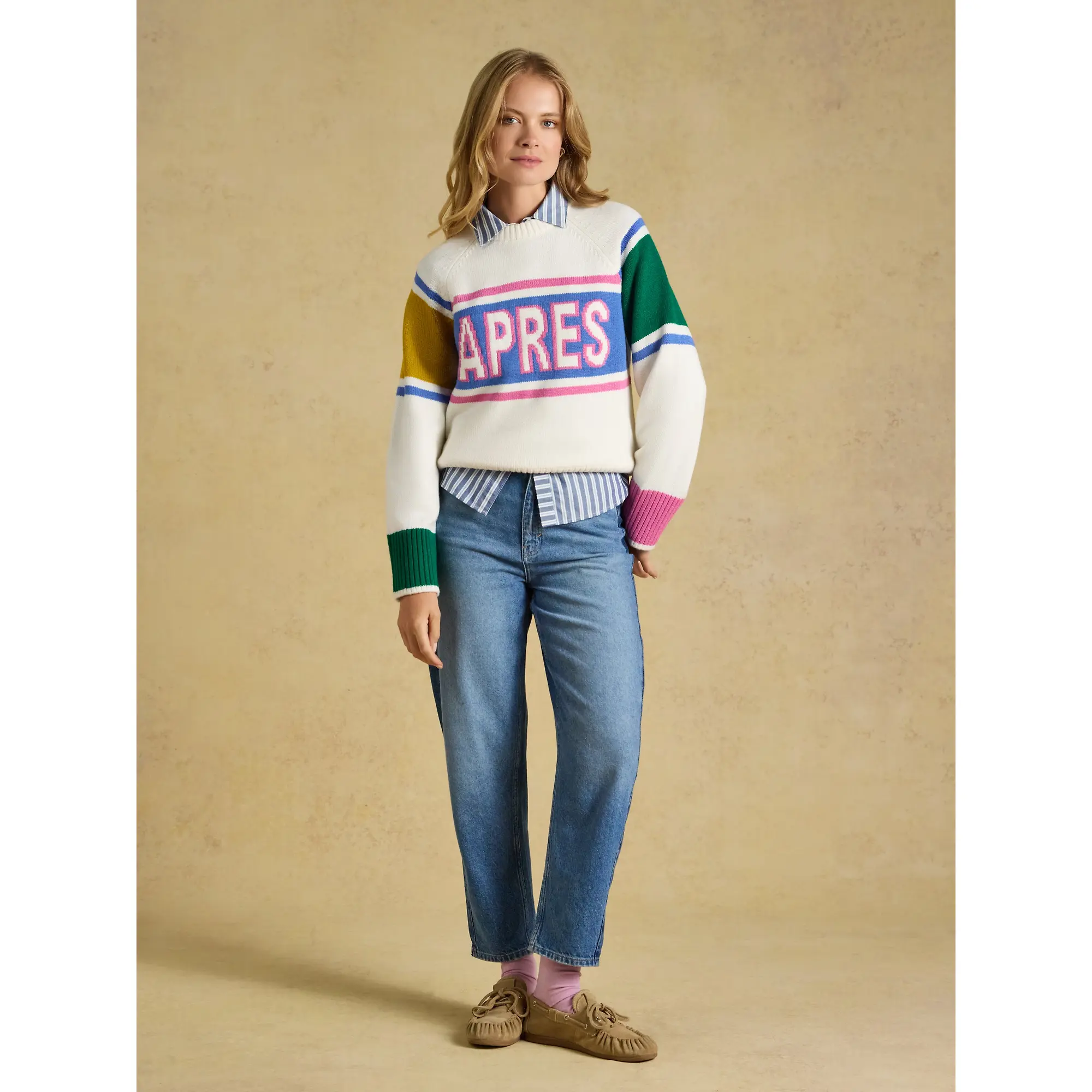 Product image 7 of 7 of Joules Women's Apres Colourblock Knitted Jumper - Cream