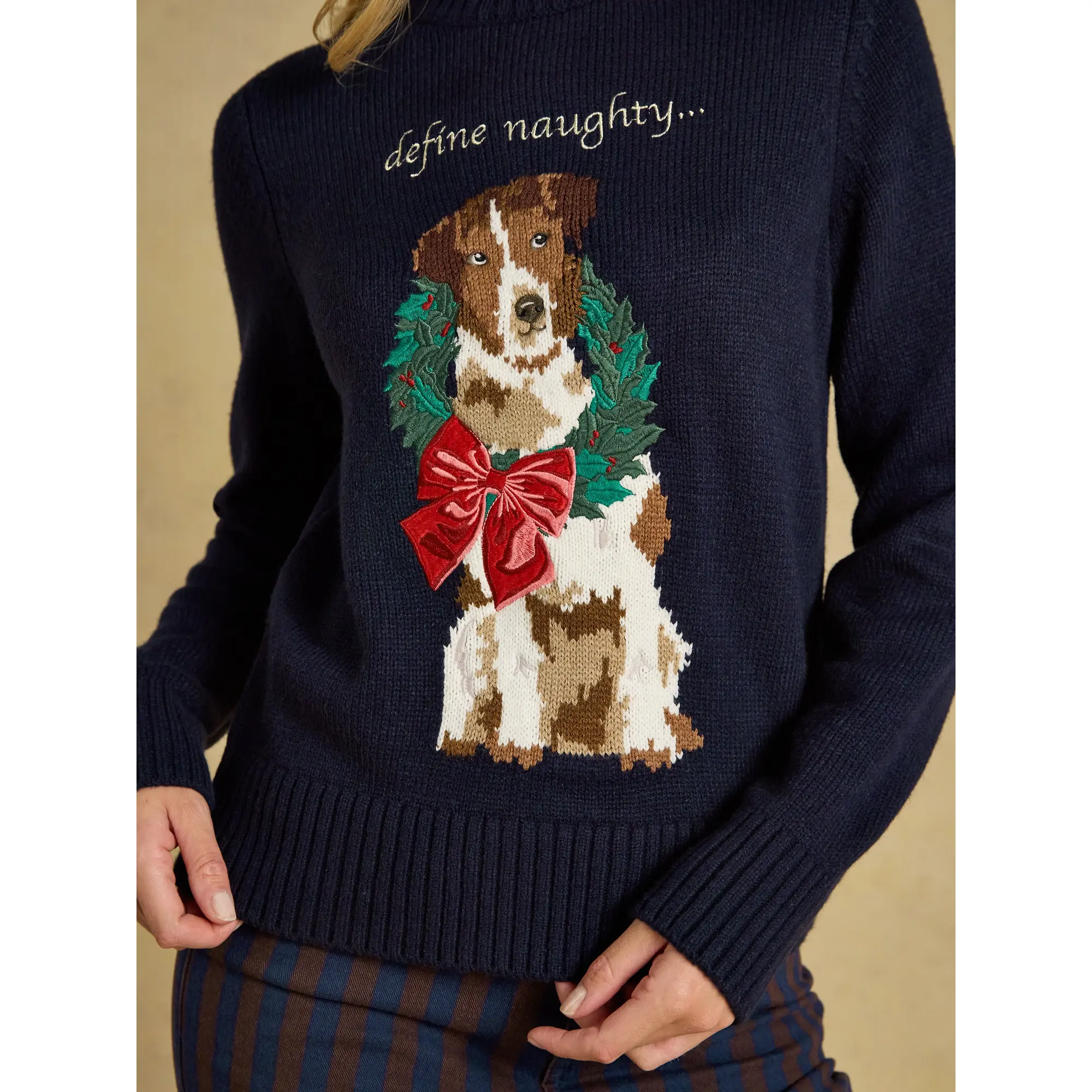 Product image 4 of 7 of Joules Women's Noelle Crew Neck Knitted Christmas Jumper - Dog Navy