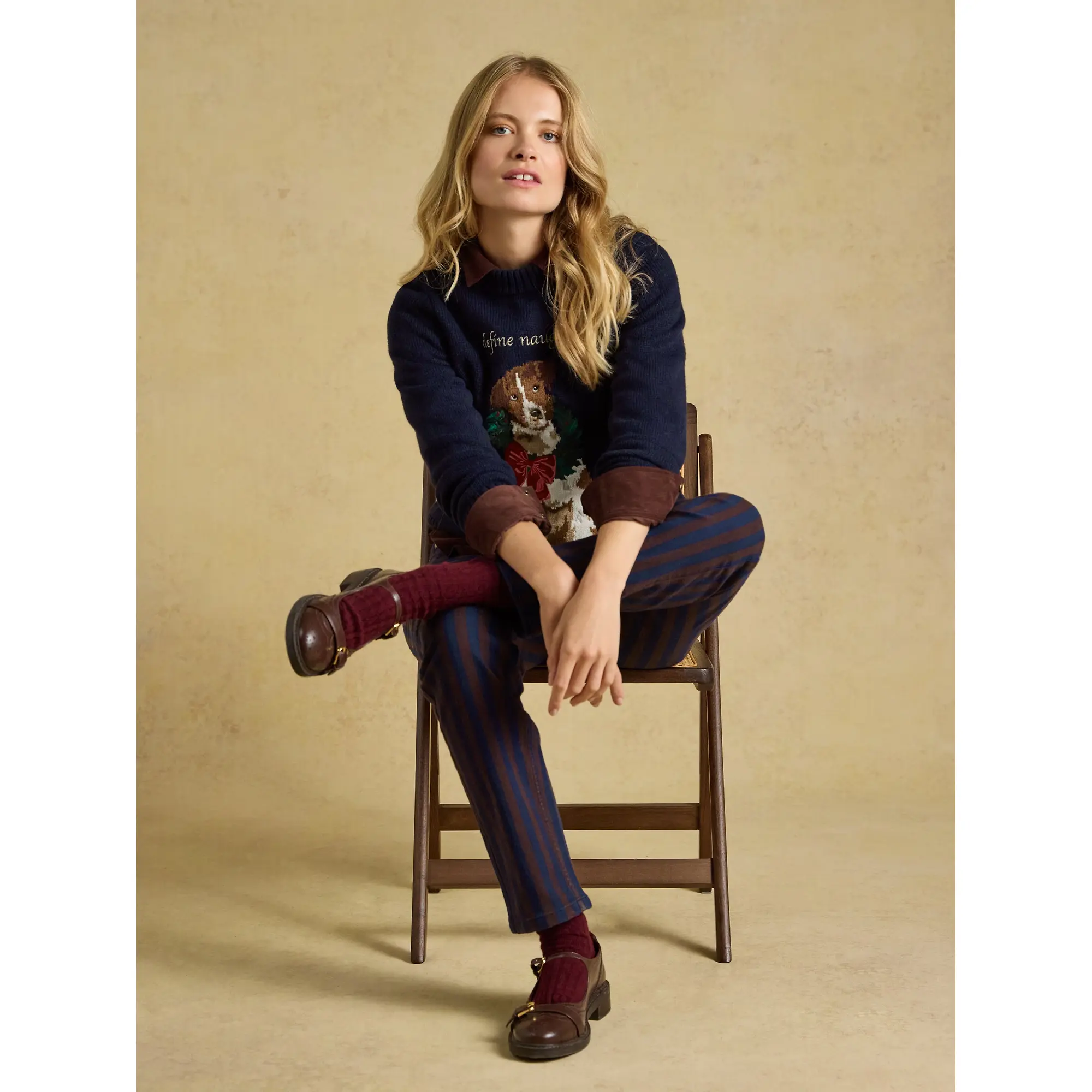 Product image 5 of 7 of Joules Women's Noelle Crew Neck Knitted Christmas Jumper - Dog Navy