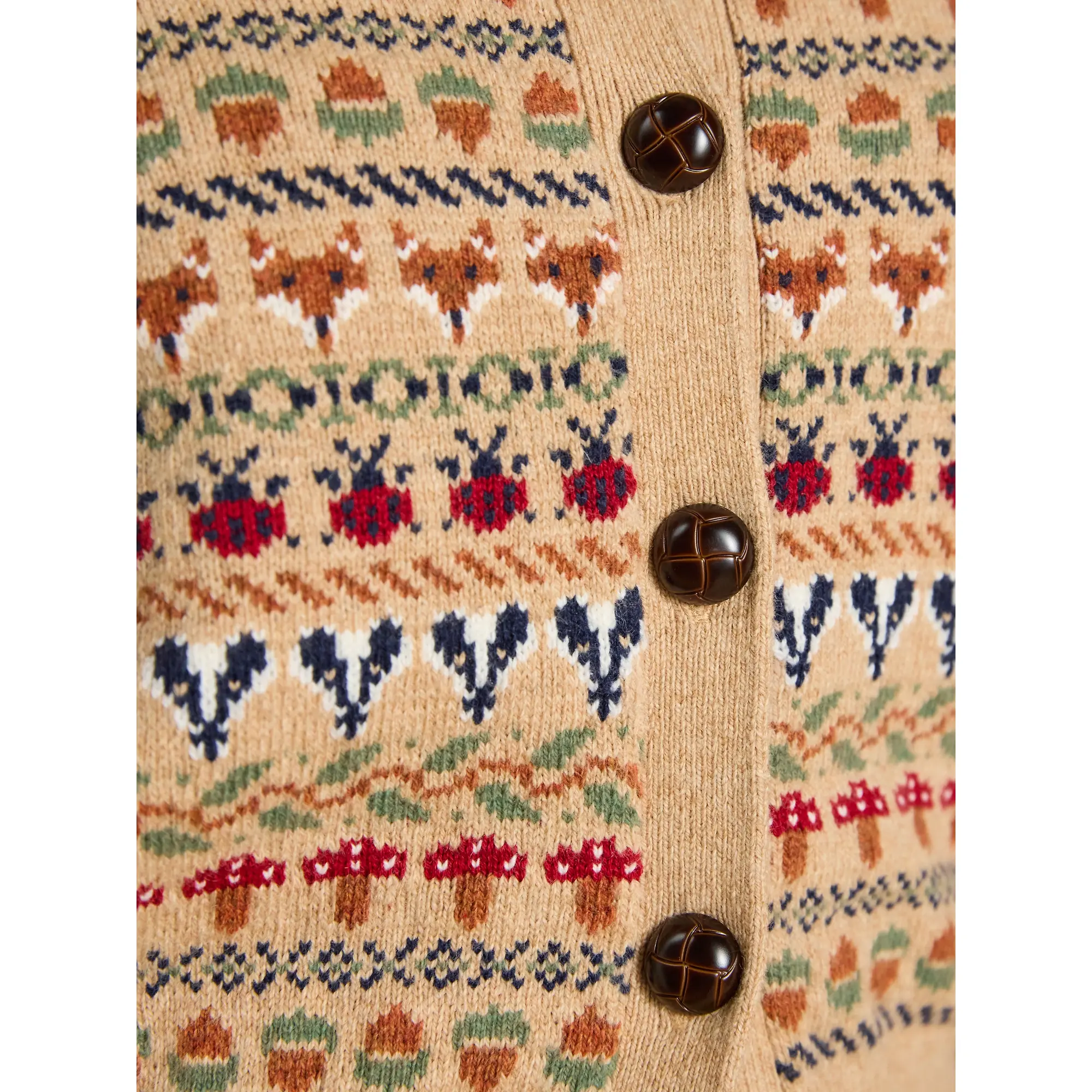 Product image 6 of 8 of Joules Women's Woodland Pattern Cotton Blend Knitted Cardigan - Oatmeal