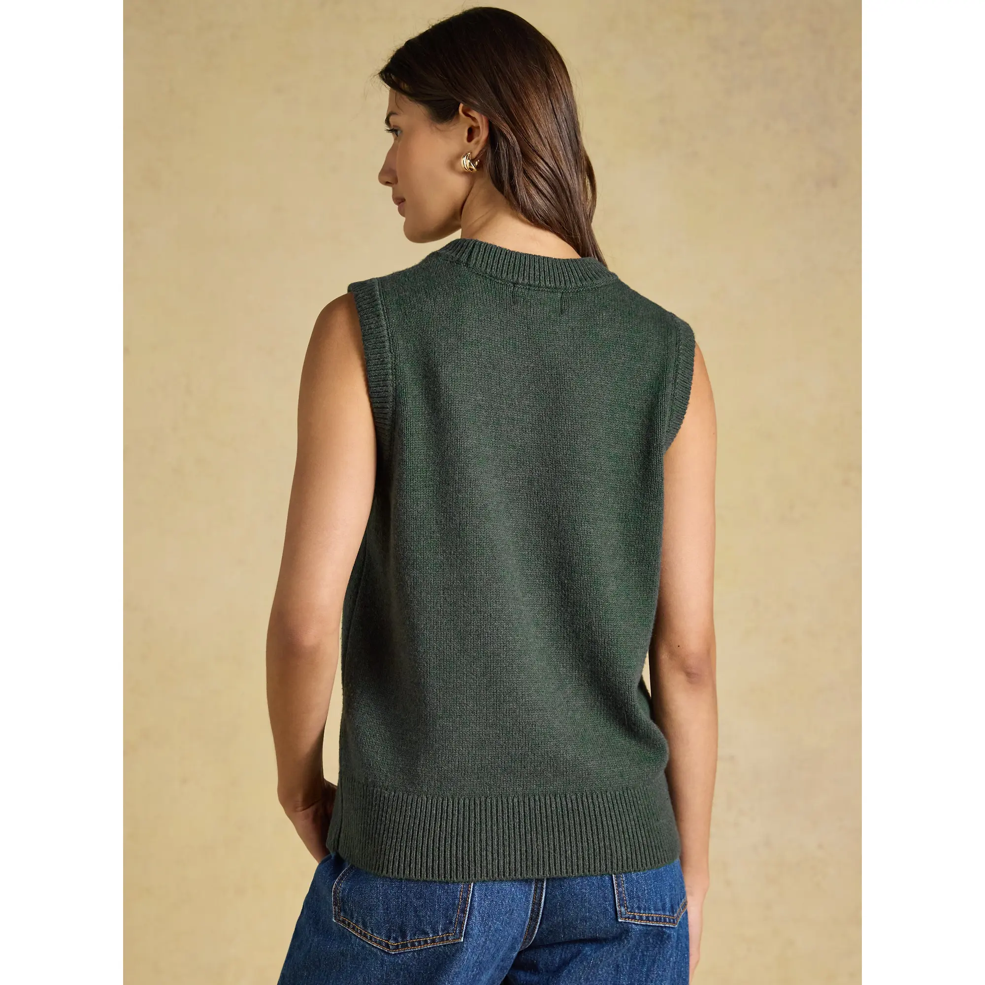 Product image 3 of 7 of Joules Women's Jonty Fox Crew Neck Cotton Blend Knitted Vest - Green