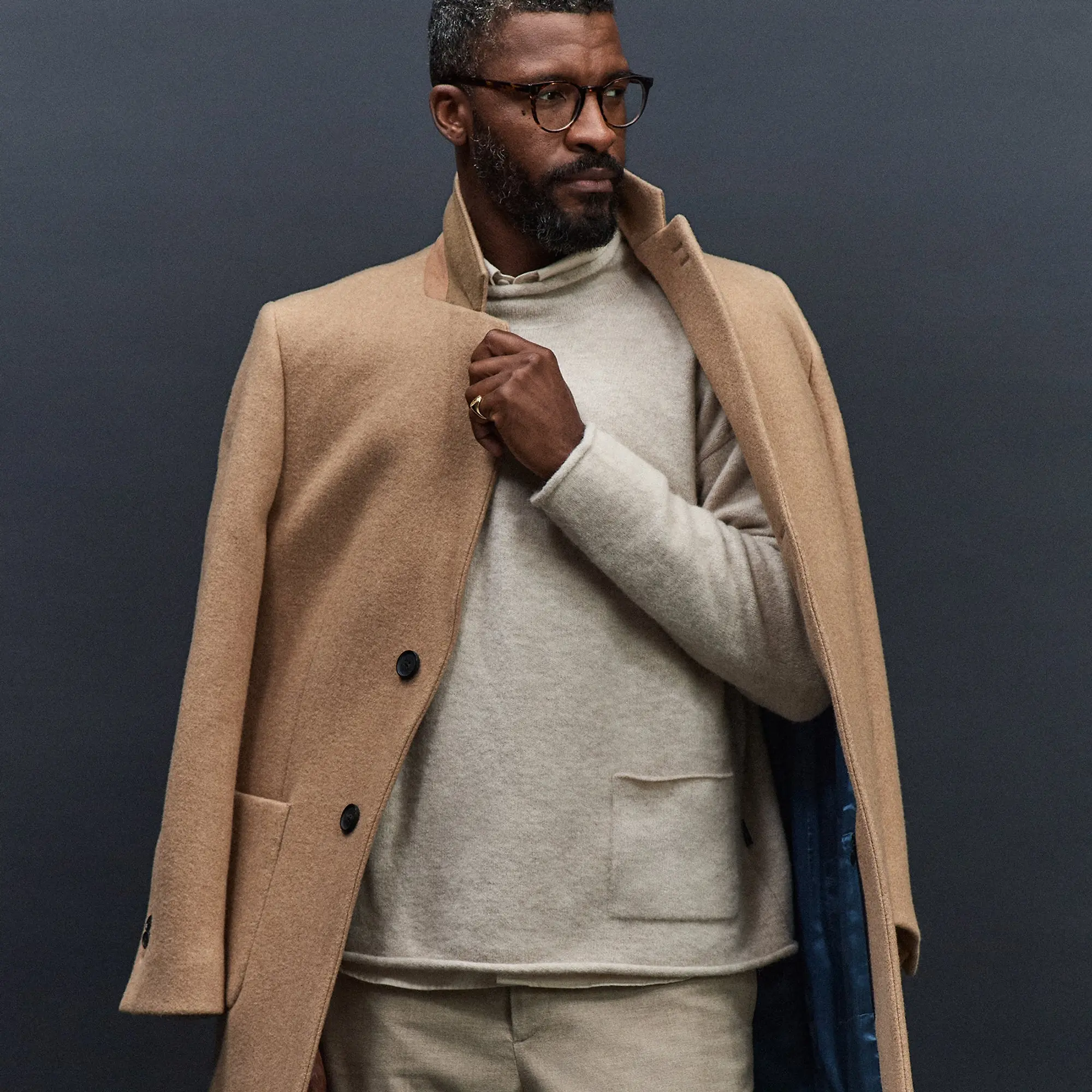 Product image 7 of 12 of Oliver Sweeney Men's Eglinton Italian Recycled Wool Overcoat - Wheat