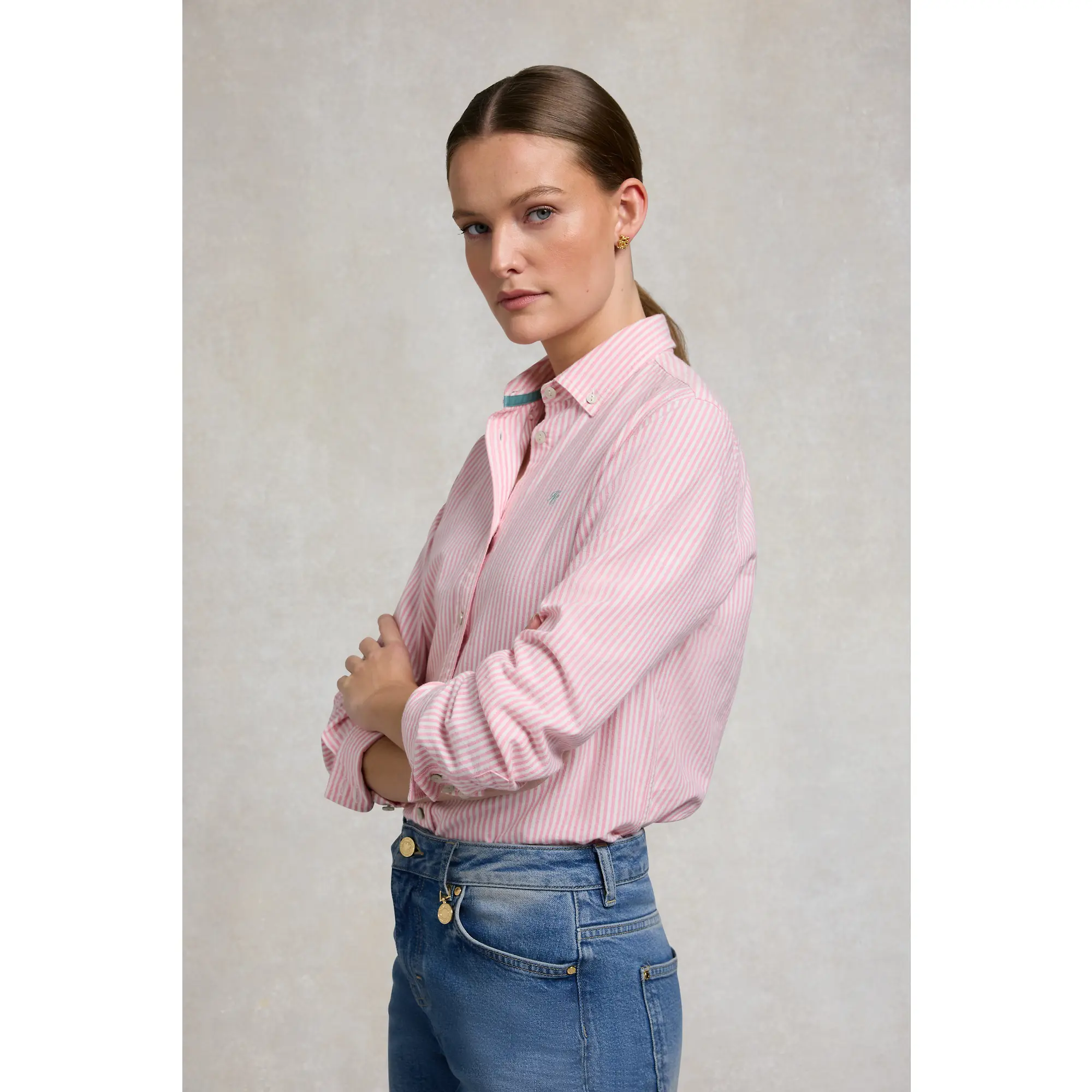 Product image 5 of 16 of Holland Cooper Women's Oxford Shirt - City Pink Stripe
