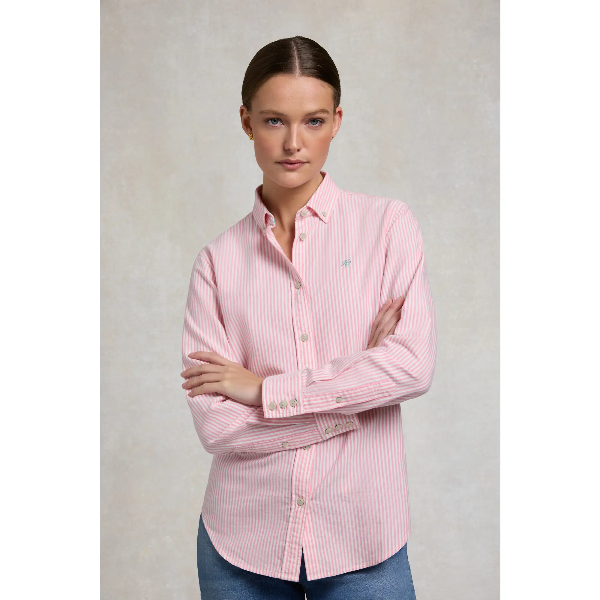 Product image 6 of 16 of Holland Cooper Women's Oxford Shirt - City Pink Stripe