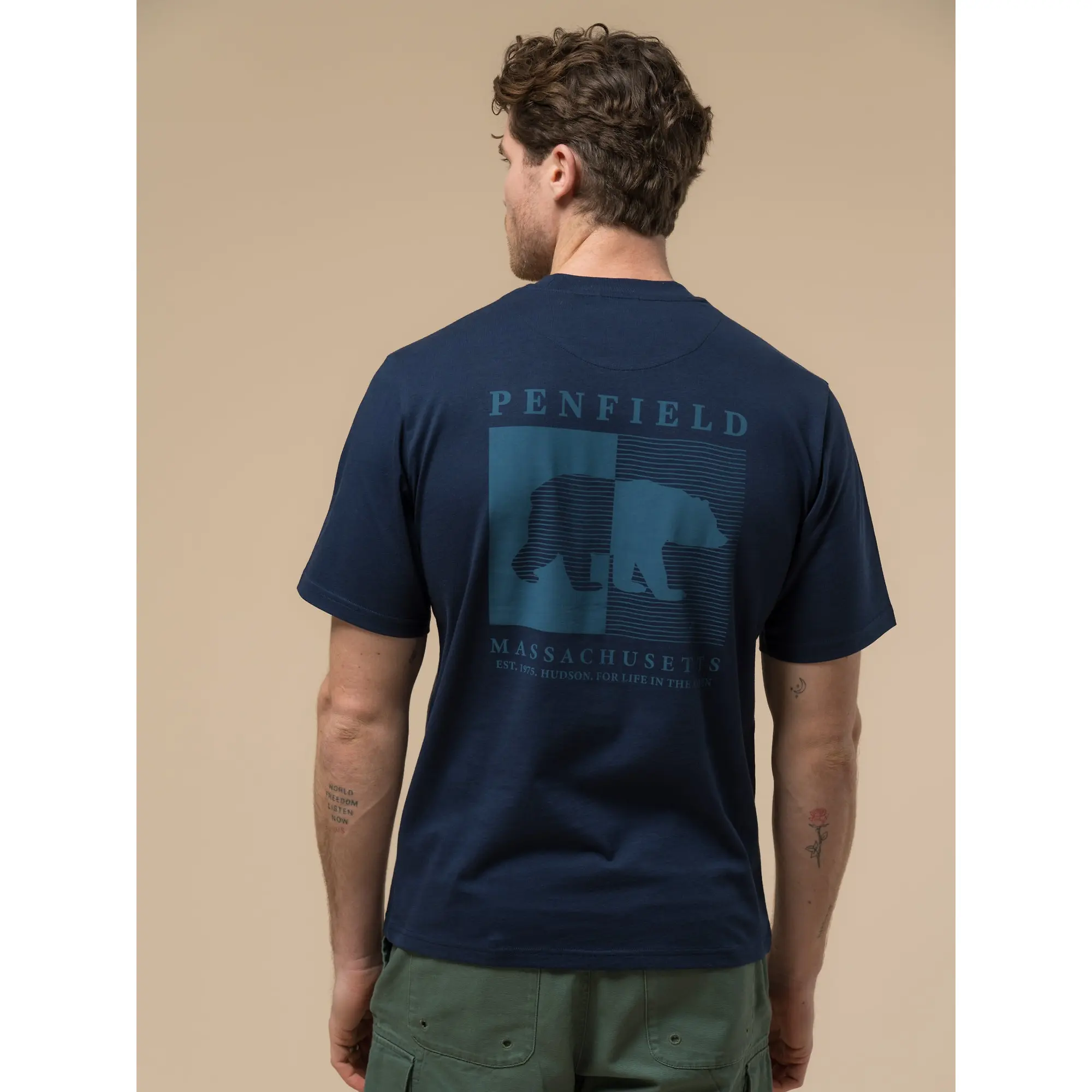 Product image 5 of 10 of Penfield Men's Contrast Stripe Bear T-Shirt - Navy
