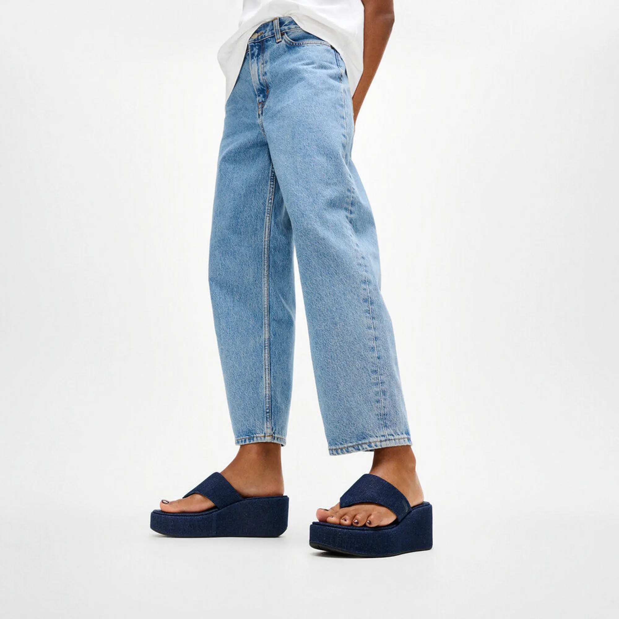 Product image 2 of 8 of FitFlop Women's PLATFFORMS Denim Wedge Toe-Post Sandals - Dark Denim