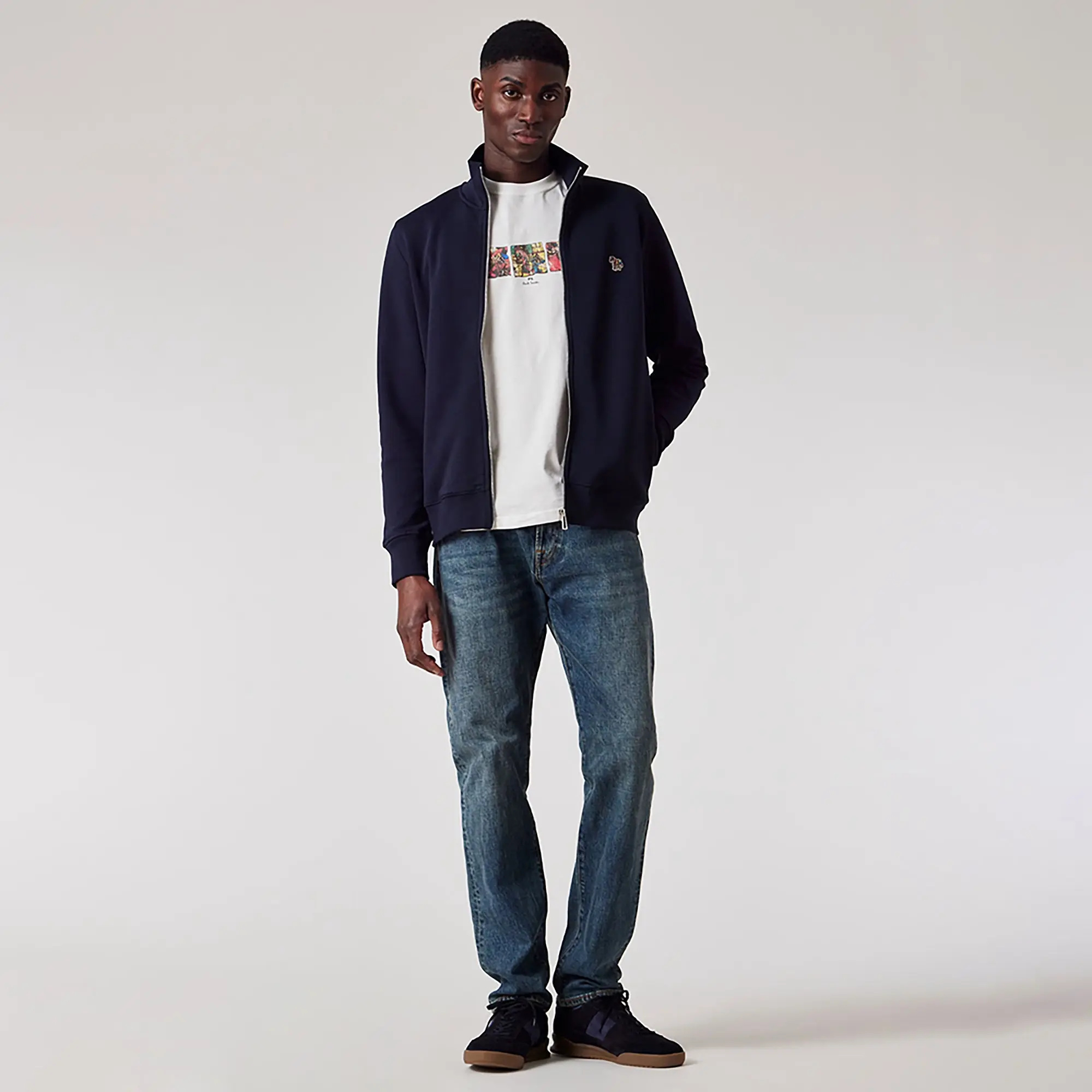 Product image 4 of 7 of PS By Paul Smith Men's Cotton Zebra Logo Zip Sweatshirt - Navy
