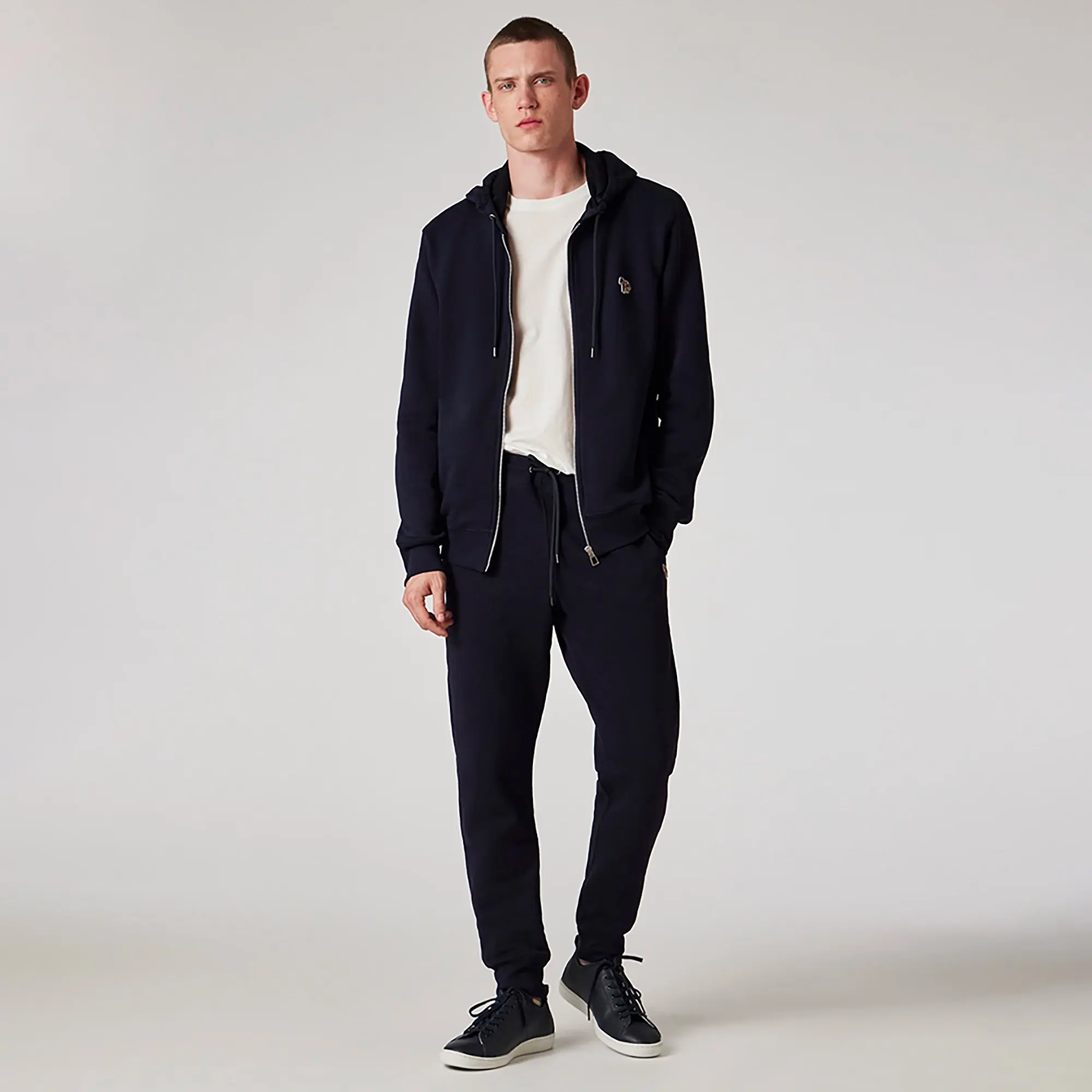 Product image 3 of 6 of PS By Paul Smith Men's Cotton Zip-Front Zebra Logo Hoodie - Dark Navy