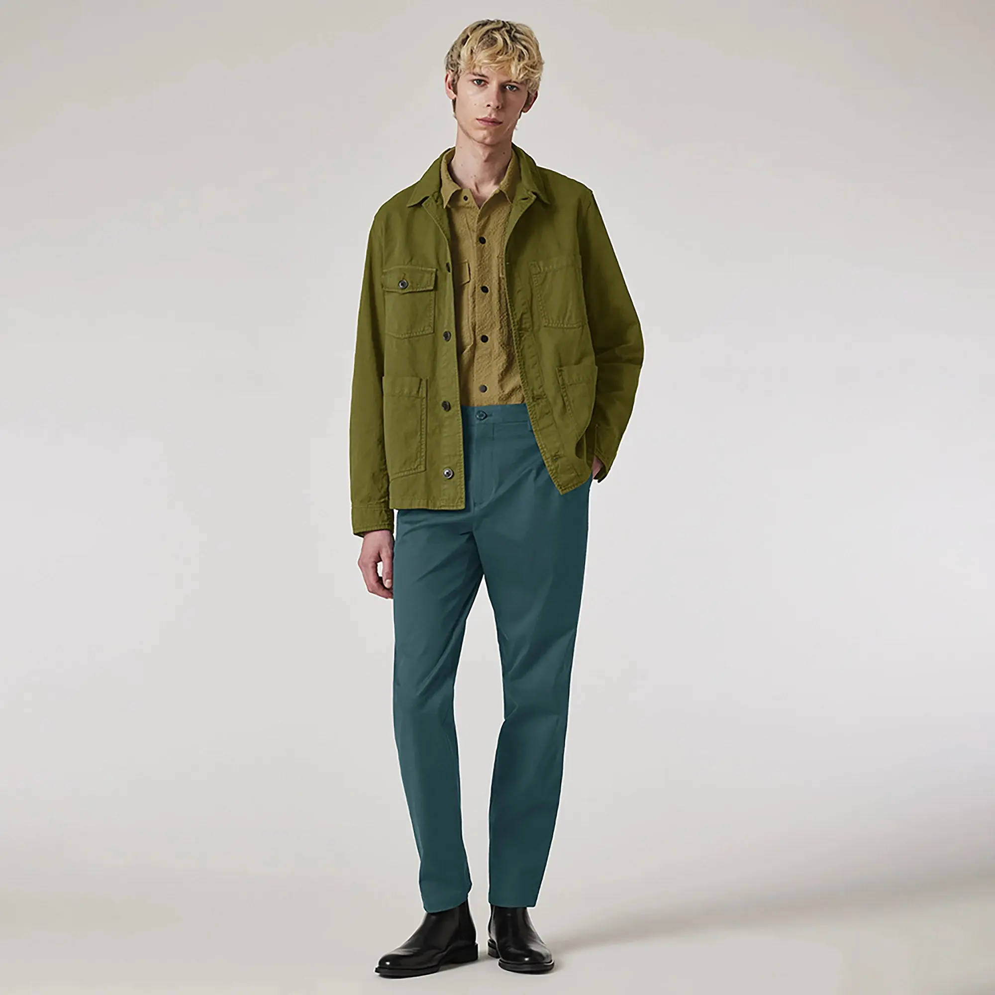 Product image 3 of 7 of PS By Paul Smith Men's Garment-Dye 'Broad Stripe Zebra' Cotton Work Jacket - Khaki