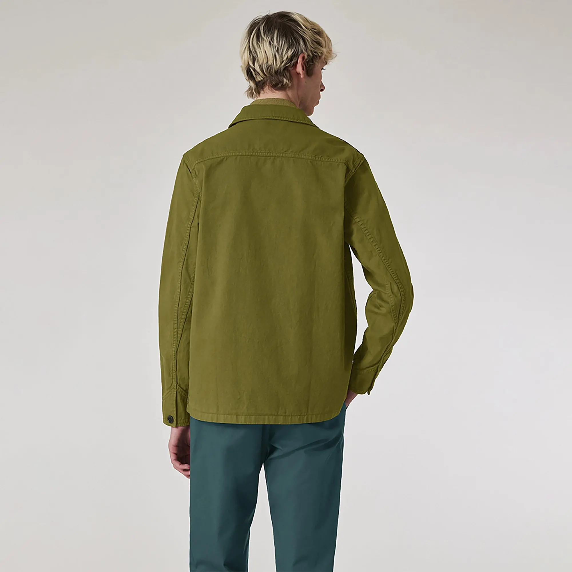 Product image 4 of 7 of PS By Paul Smith Men's Garment-Dye 'Broad Stripe Zebra' Cotton Work Jacket - Khaki