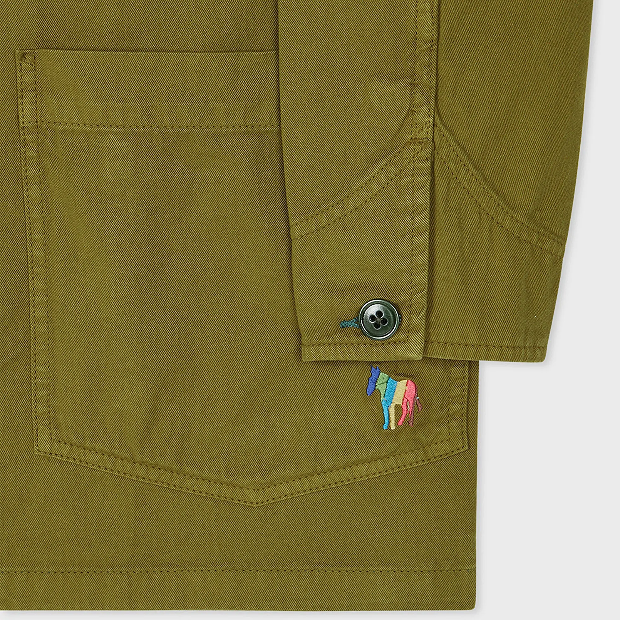 Product image 6 of 7 of PS By Paul Smith Men's Garment-Dye 'Broad Stripe Zebra' Cotton Work Jacket - Khaki