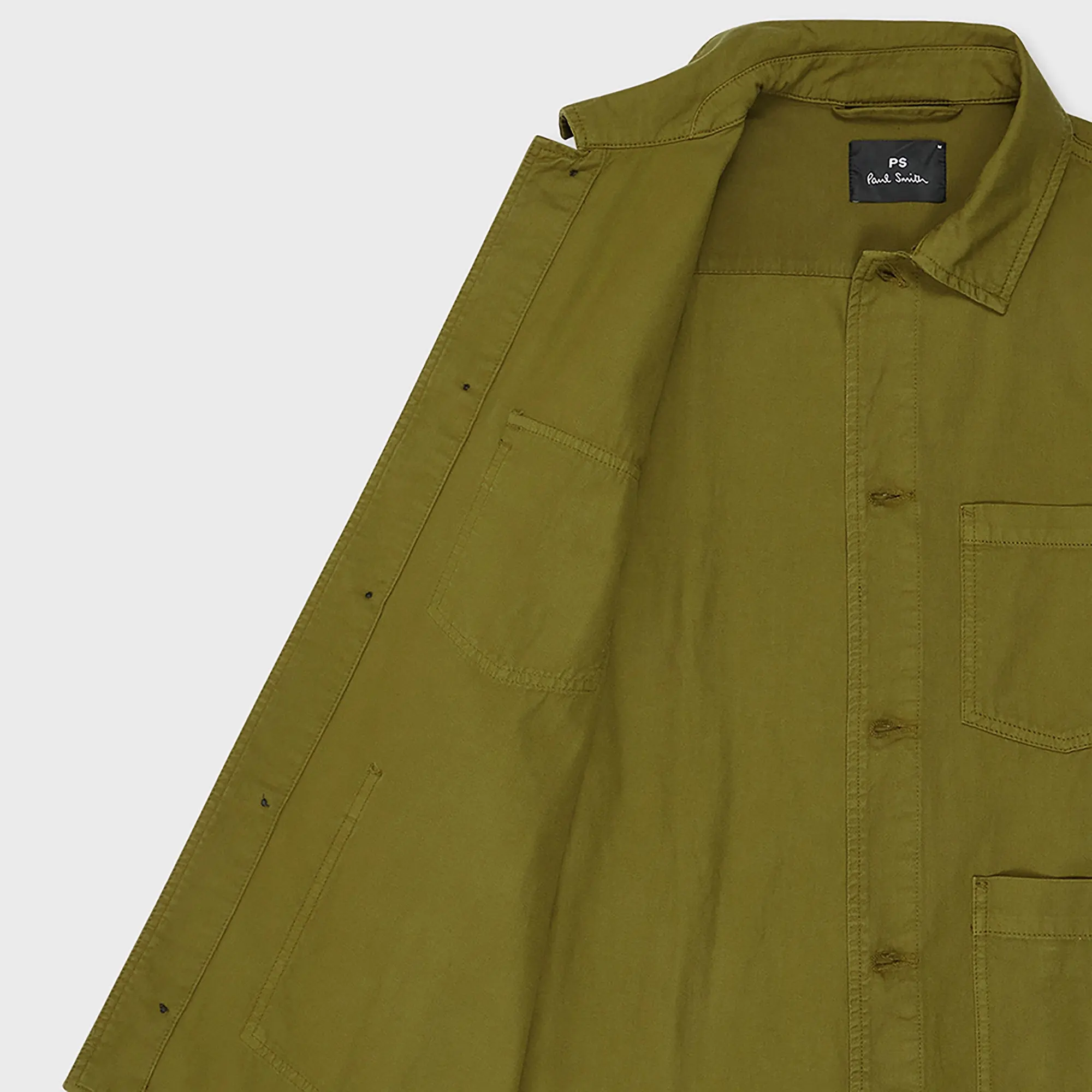 Product image 7 of 7 of PS By Paul Smith Men's Garment-Dye 'Broad Stripe Zebra' Cotton Work Jacket - Khaki
