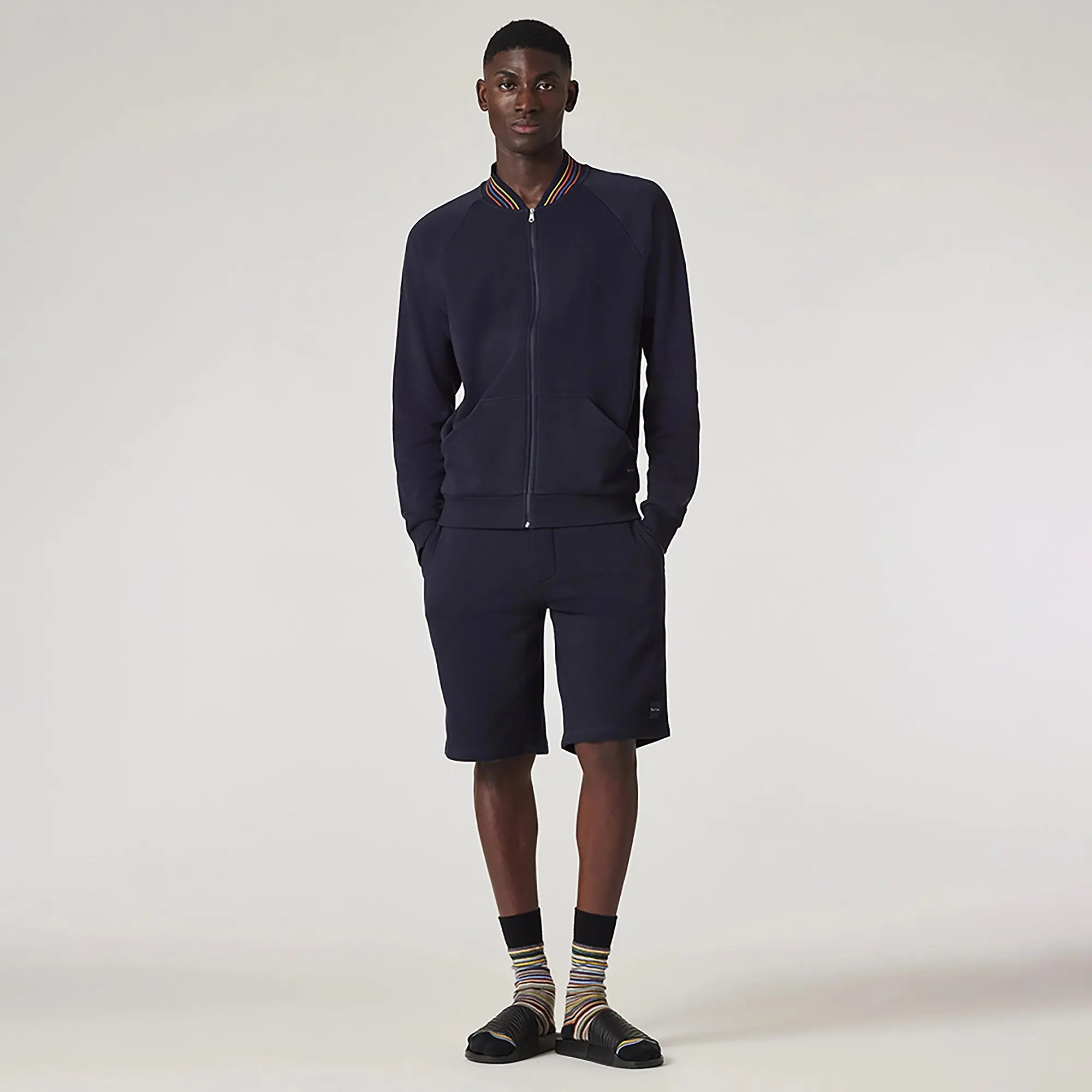 Product image 3 of 7 of Paul Smith Men's Cotton 'Artist Stripe' Zip Lounge Top - Navy